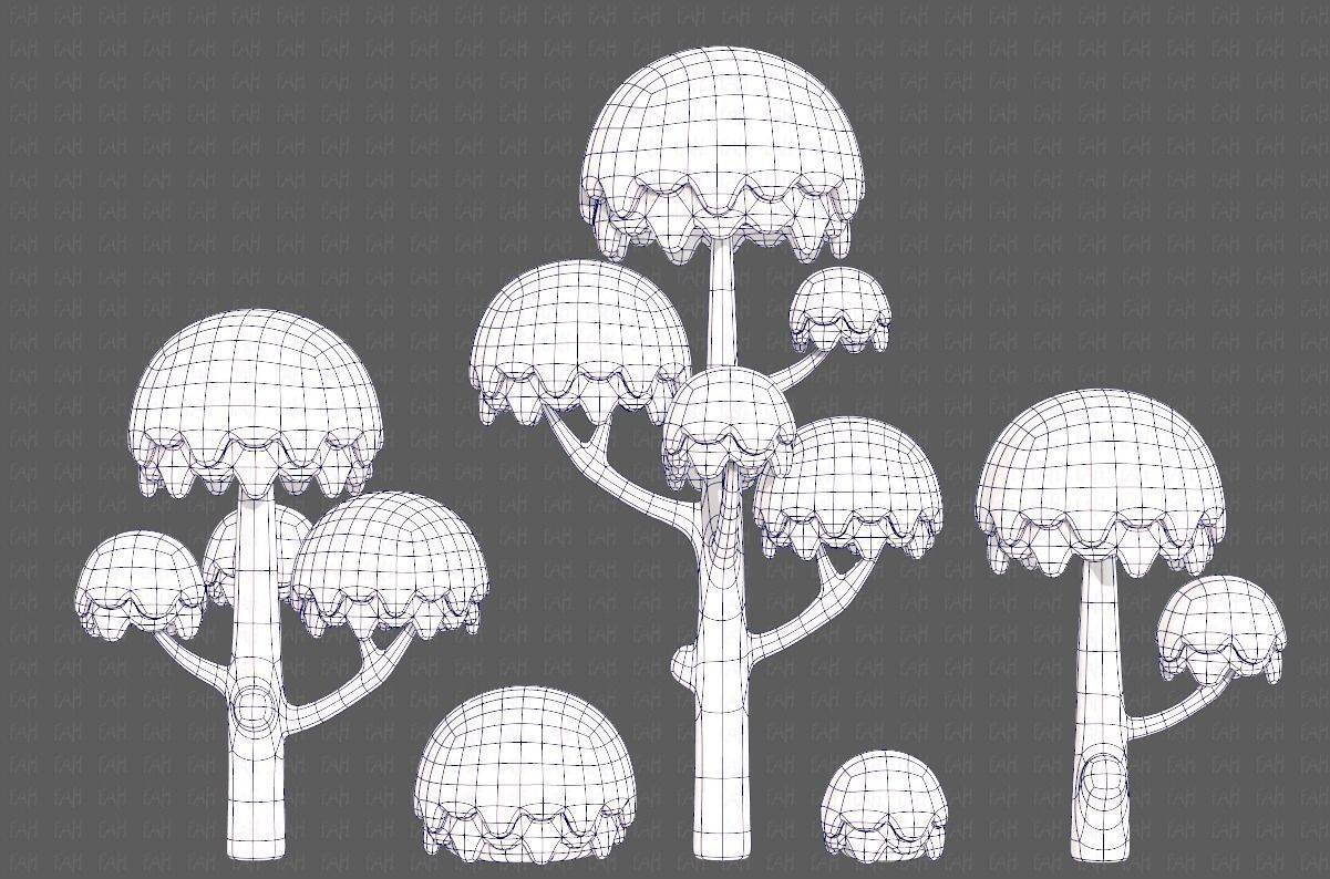Trees Cartoon V20 Low-poly 3D model_9
