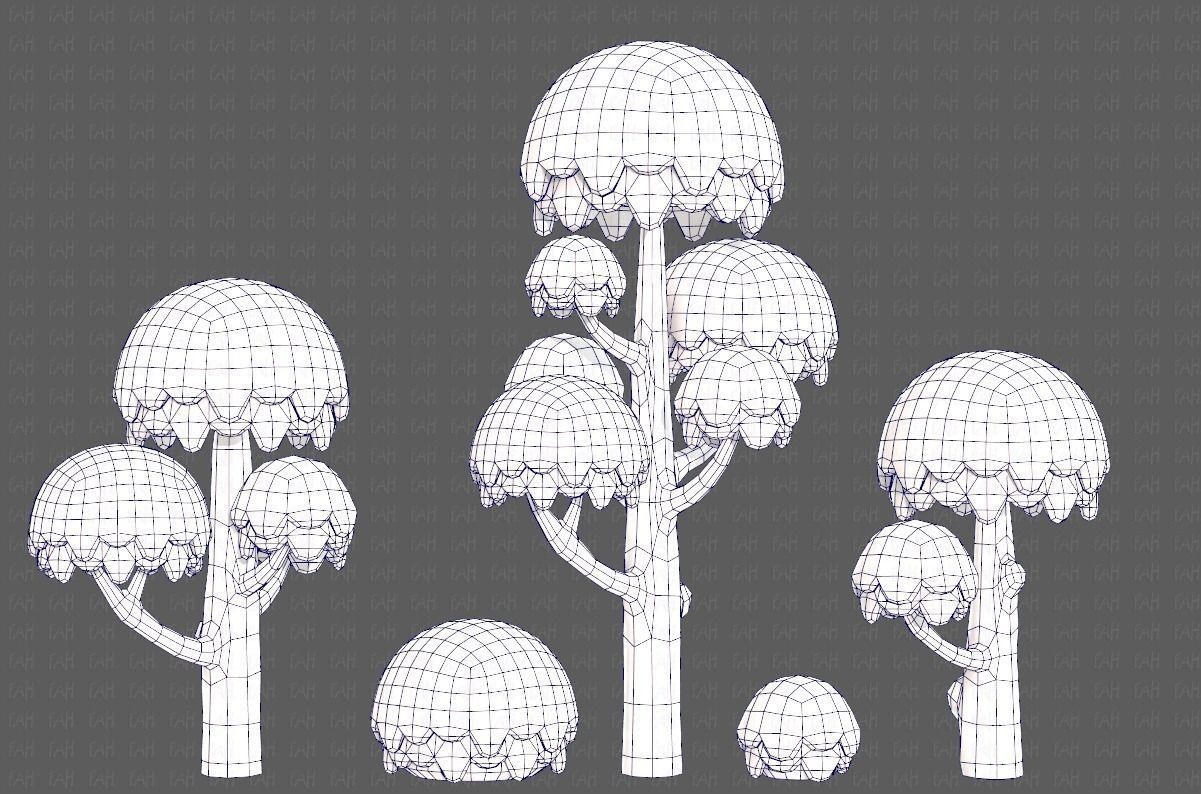 Trees Cartoon V20 Low-poly 3D model_30