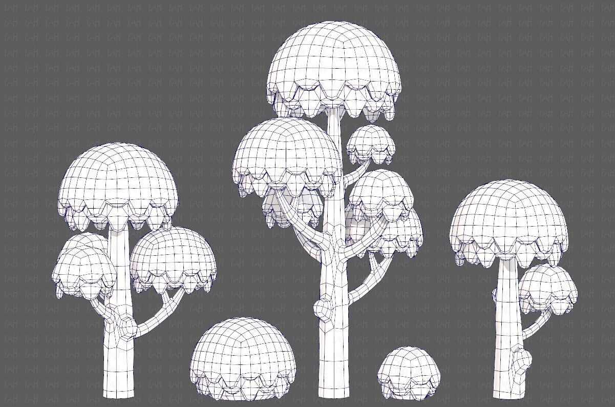 Trees Cartoon V20 Low-poly 3D model_27
