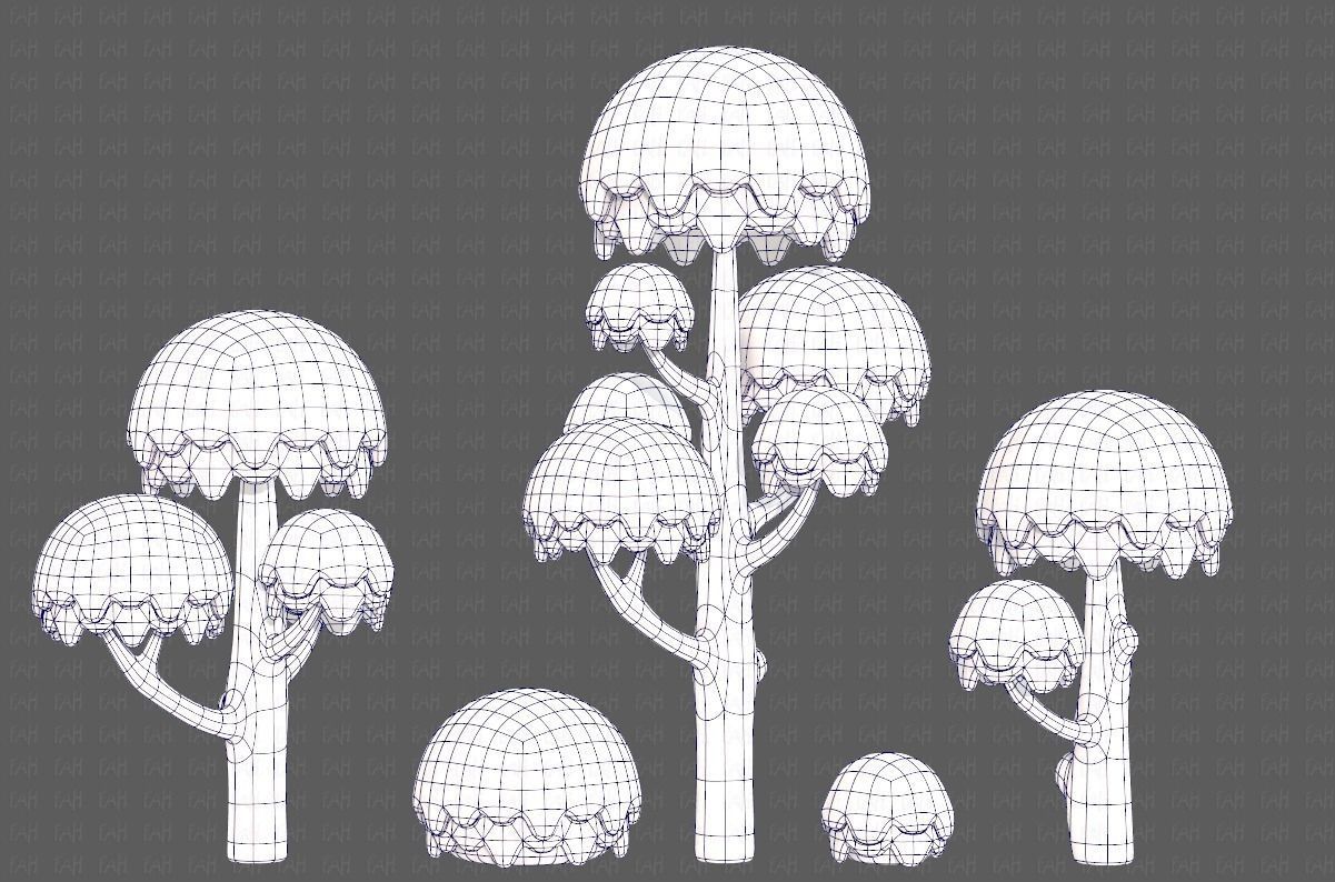 Trees Cartoon V20 Low-poly 3D model_14
