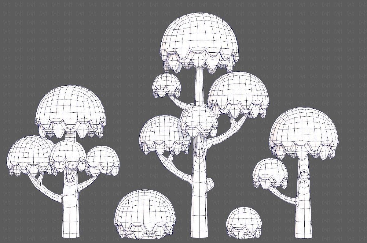 Trees Cartoon V20 Low-poly 3D model_28