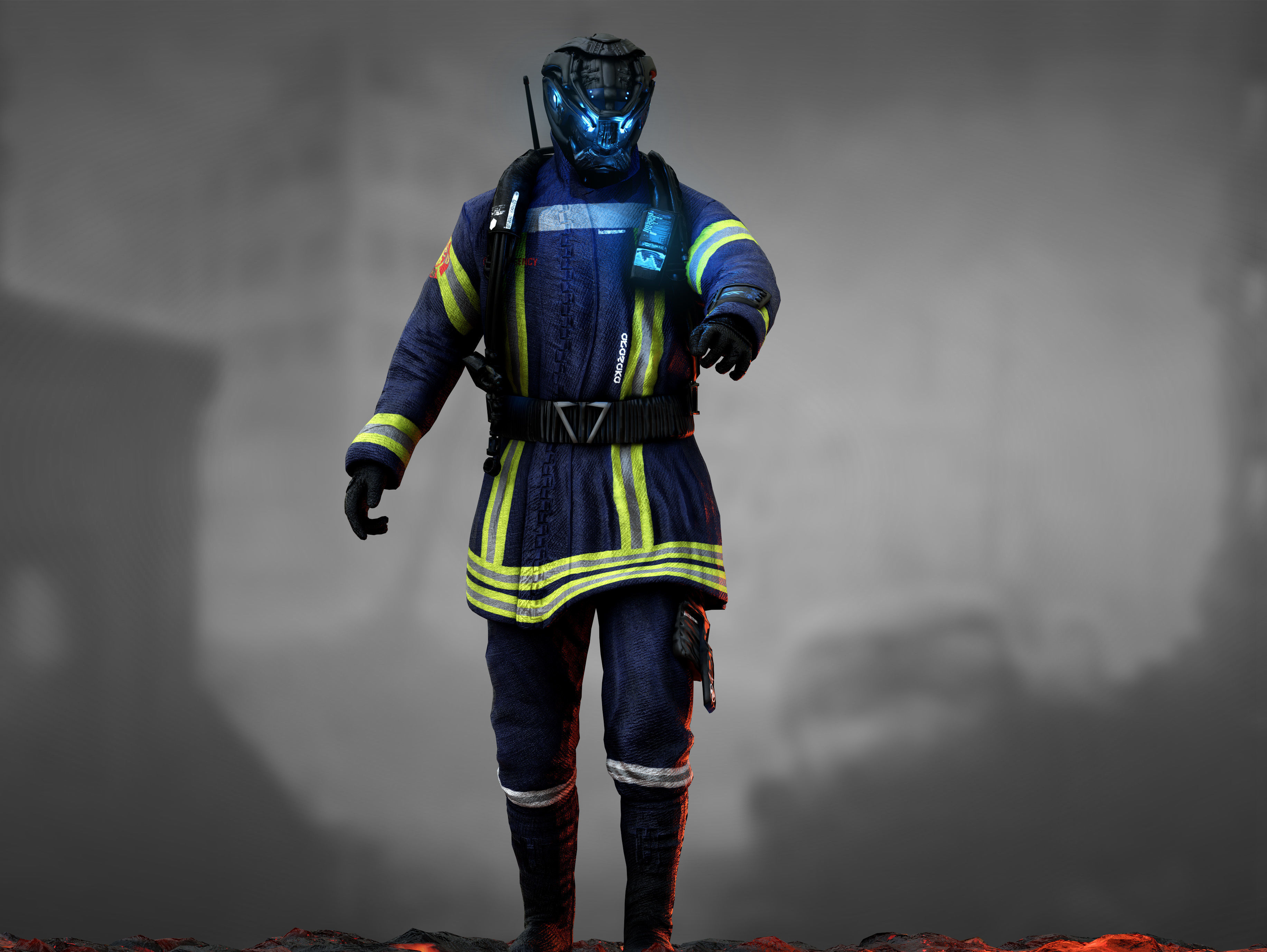 Sci Fi Firefighter Low-poly 3D model_8