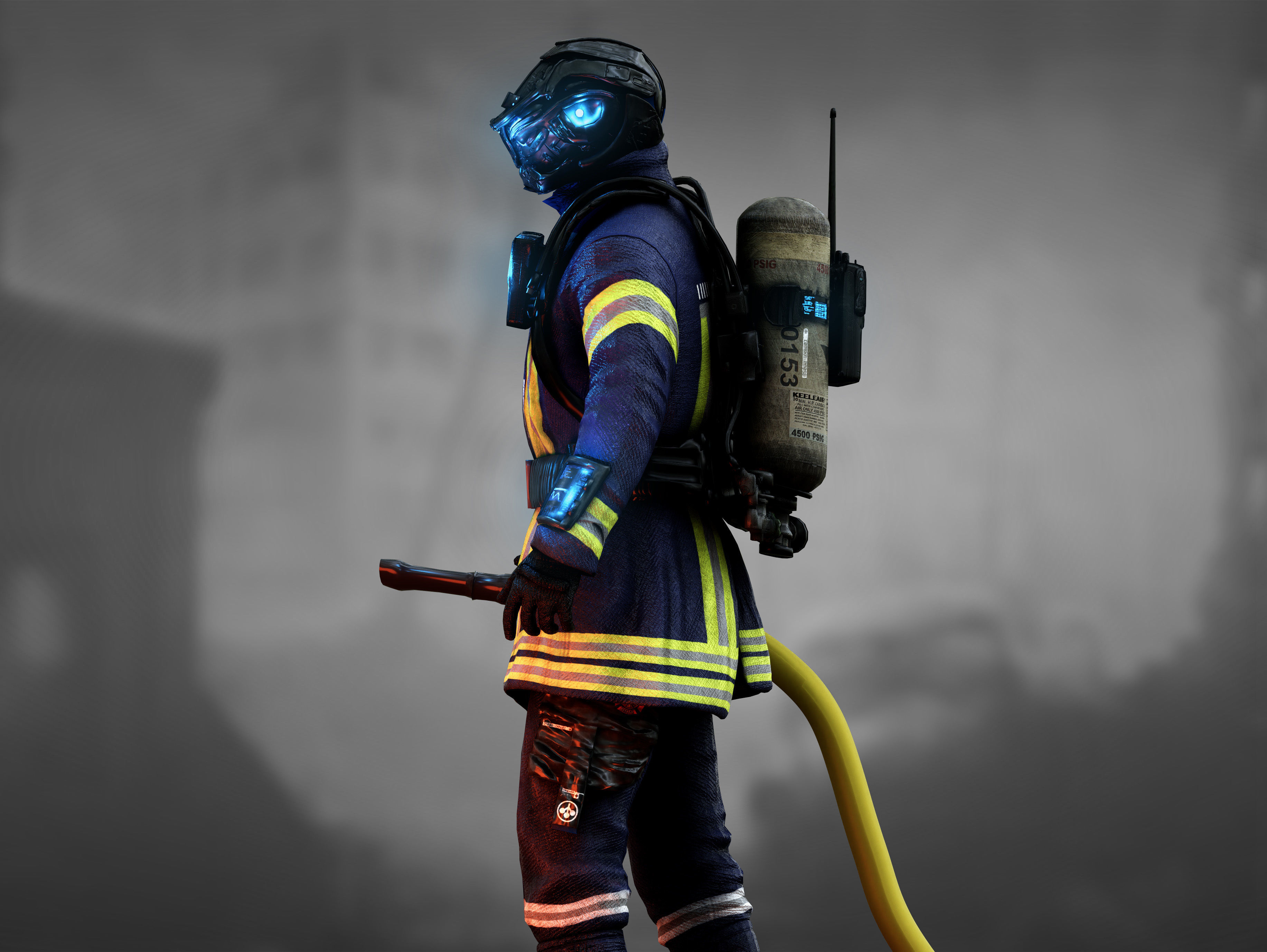 Sci Fi Firefighter Low-poly 3D model_3