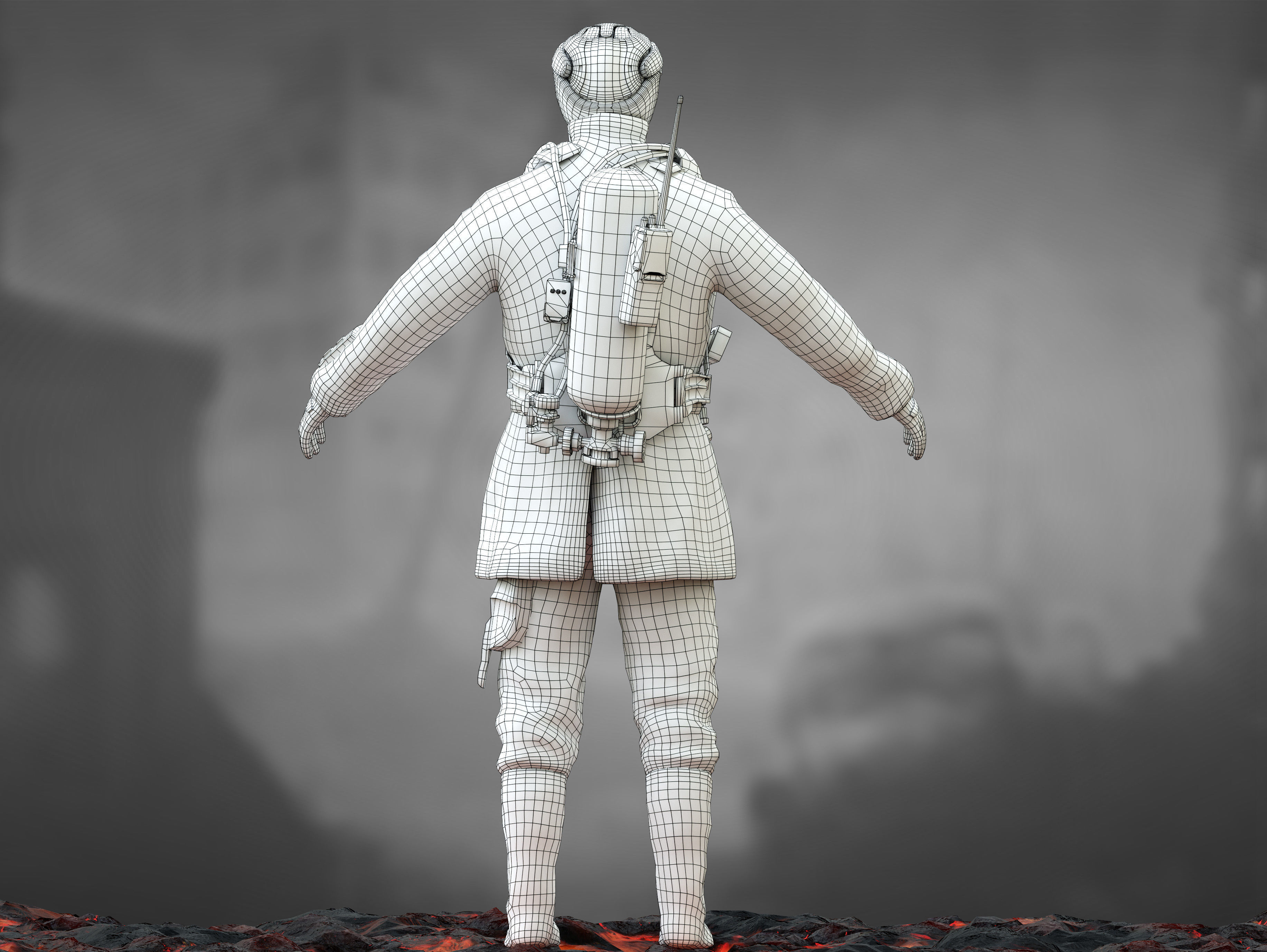 Sci Fi Firefighter Low-poly 3D model_11