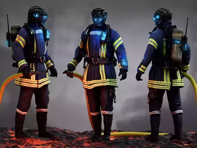 Sci Fi Firefighter Low-poly 3D model