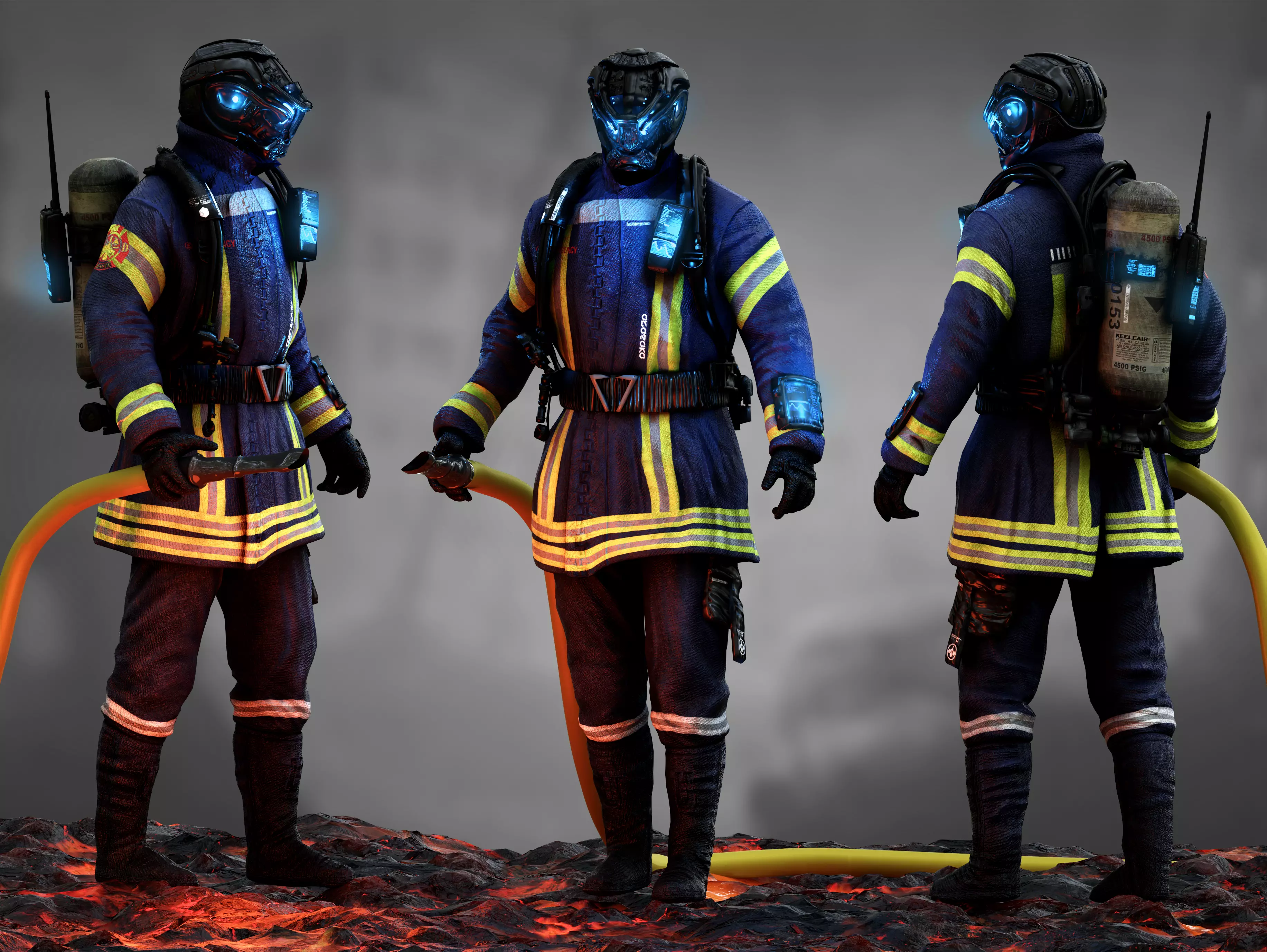 Sci Fi Firefighter Low-poly 3D model_0