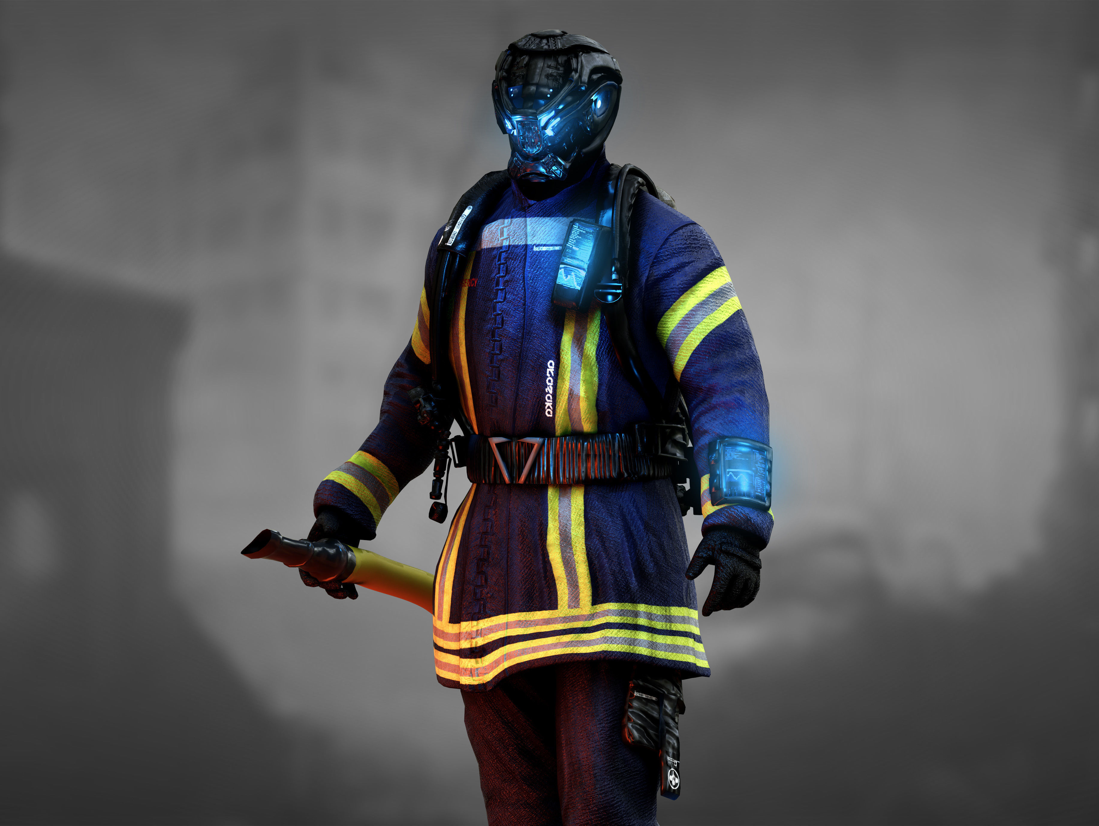 Sci Fi Firefighter Low-poly 3D model_5