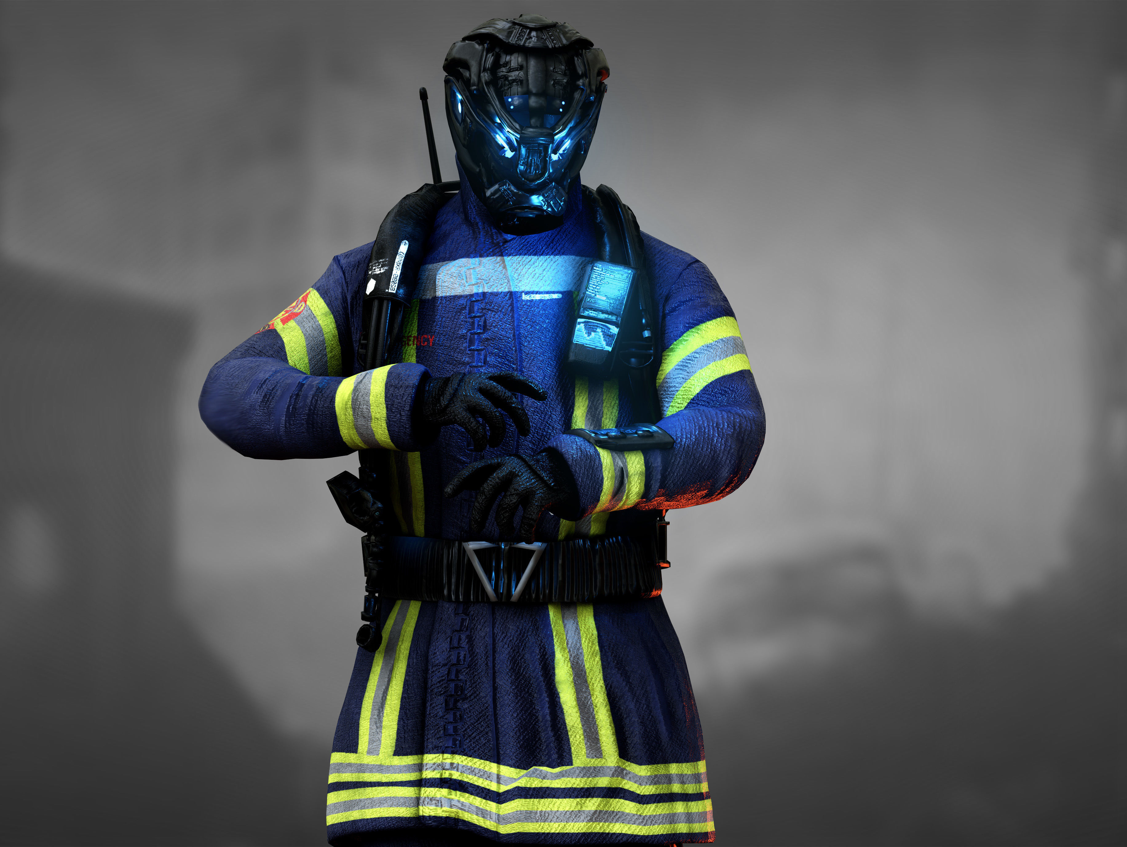 Sci Fi Firefighter Low-poly 3D model_7