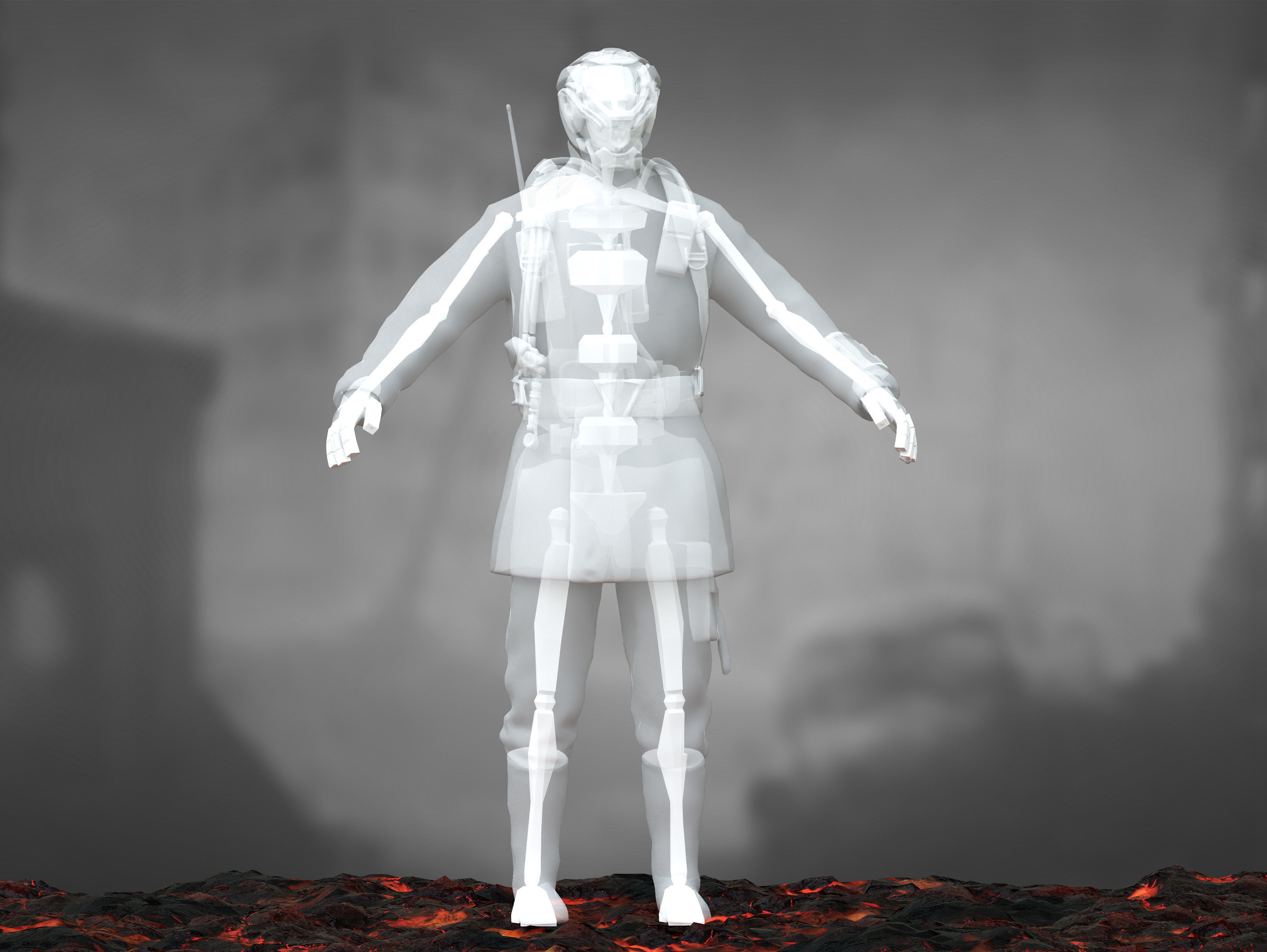 Sci Fi Firefighter Low-poly 3D model_12