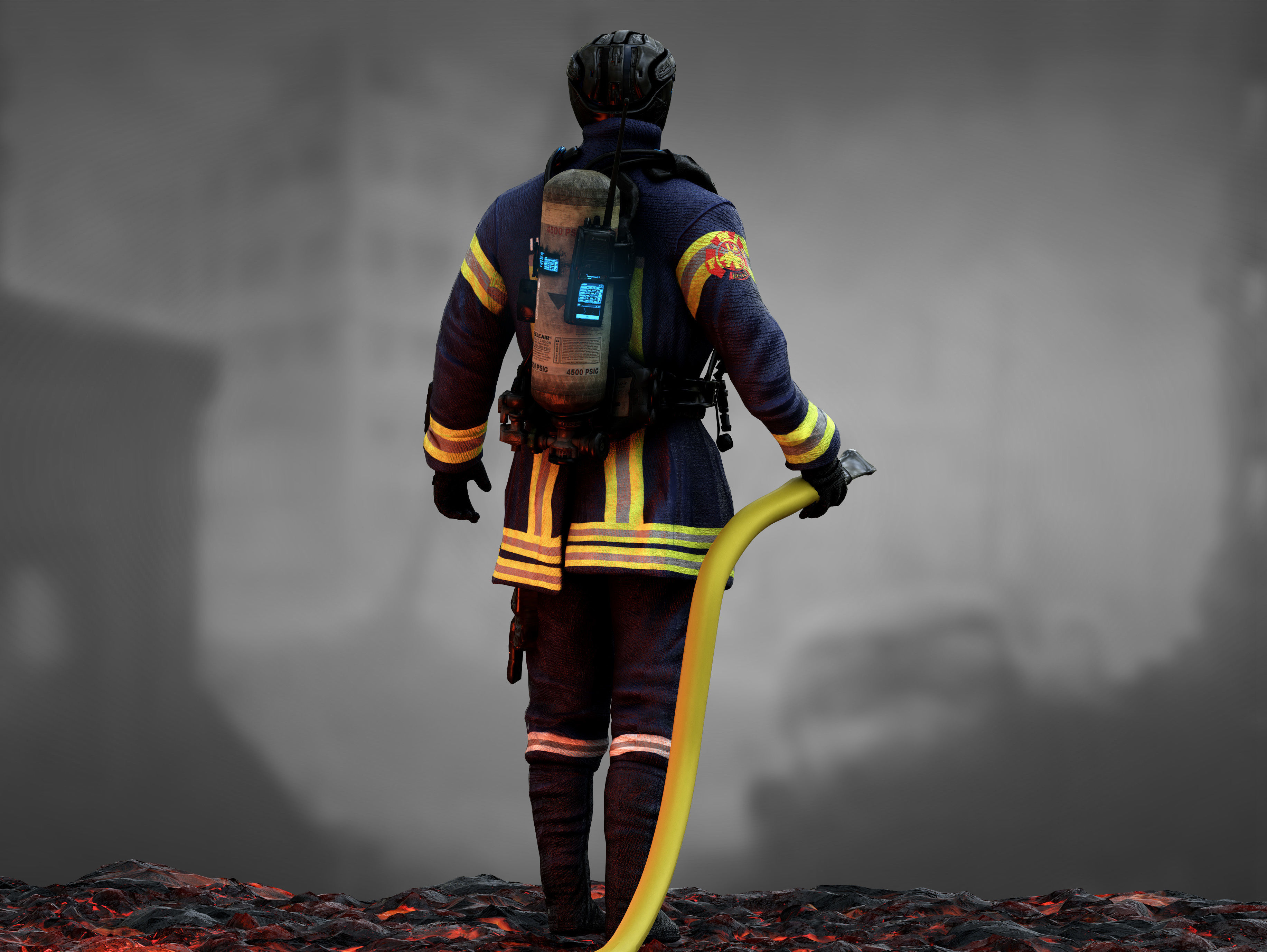 Sci Fi Firefighter Low-poly 3D model_6