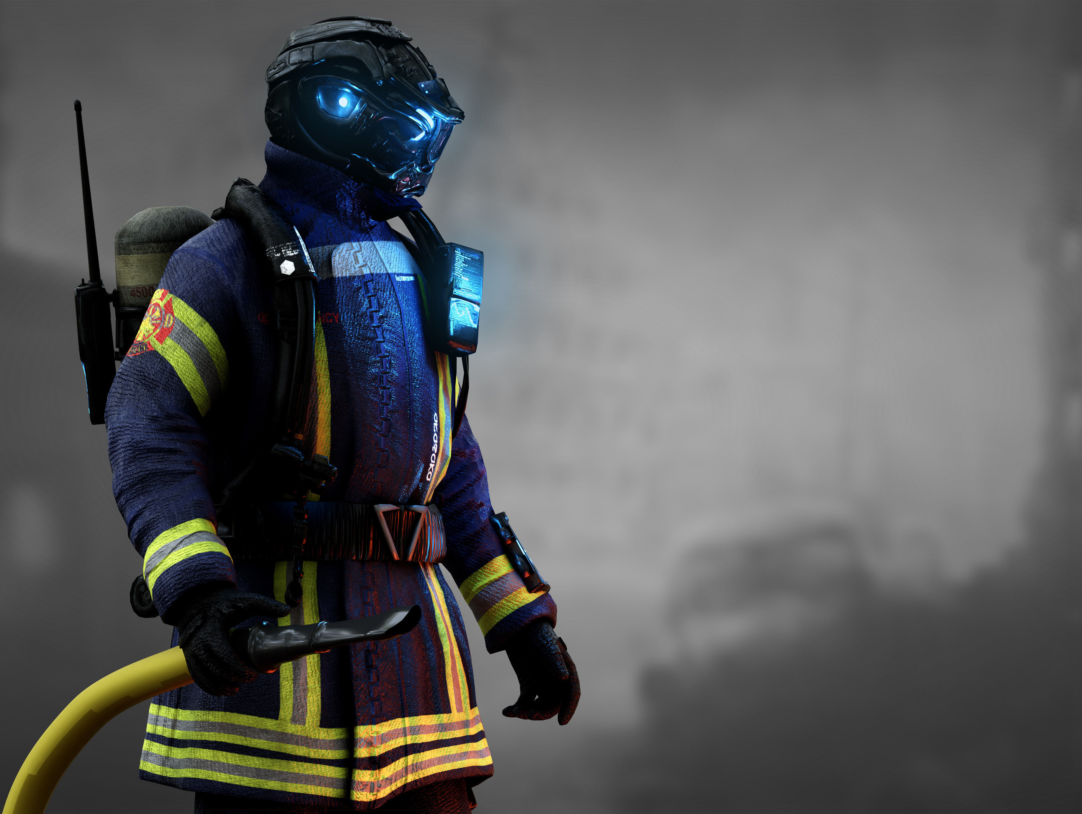Sci Fi Firefighter Low-poly 3D model_2