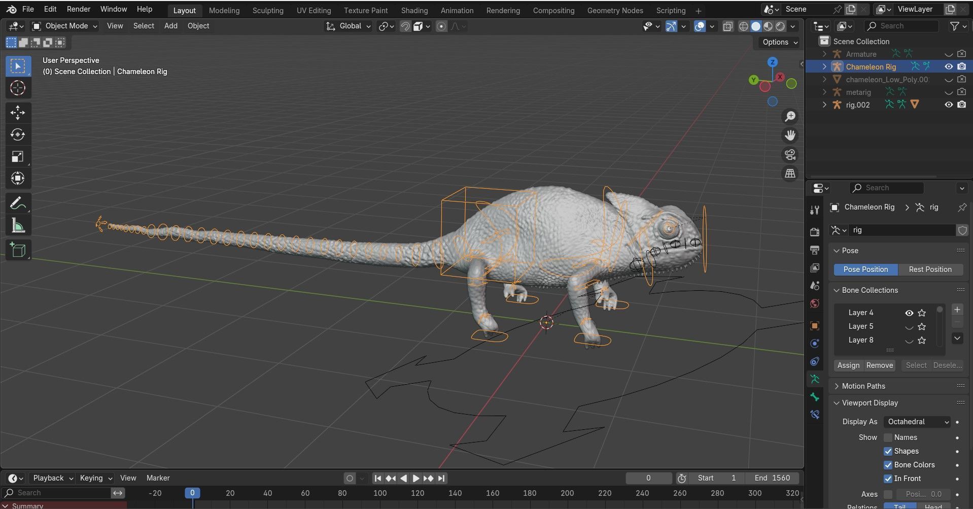 Chameleon Fully Rigged 3D model_4