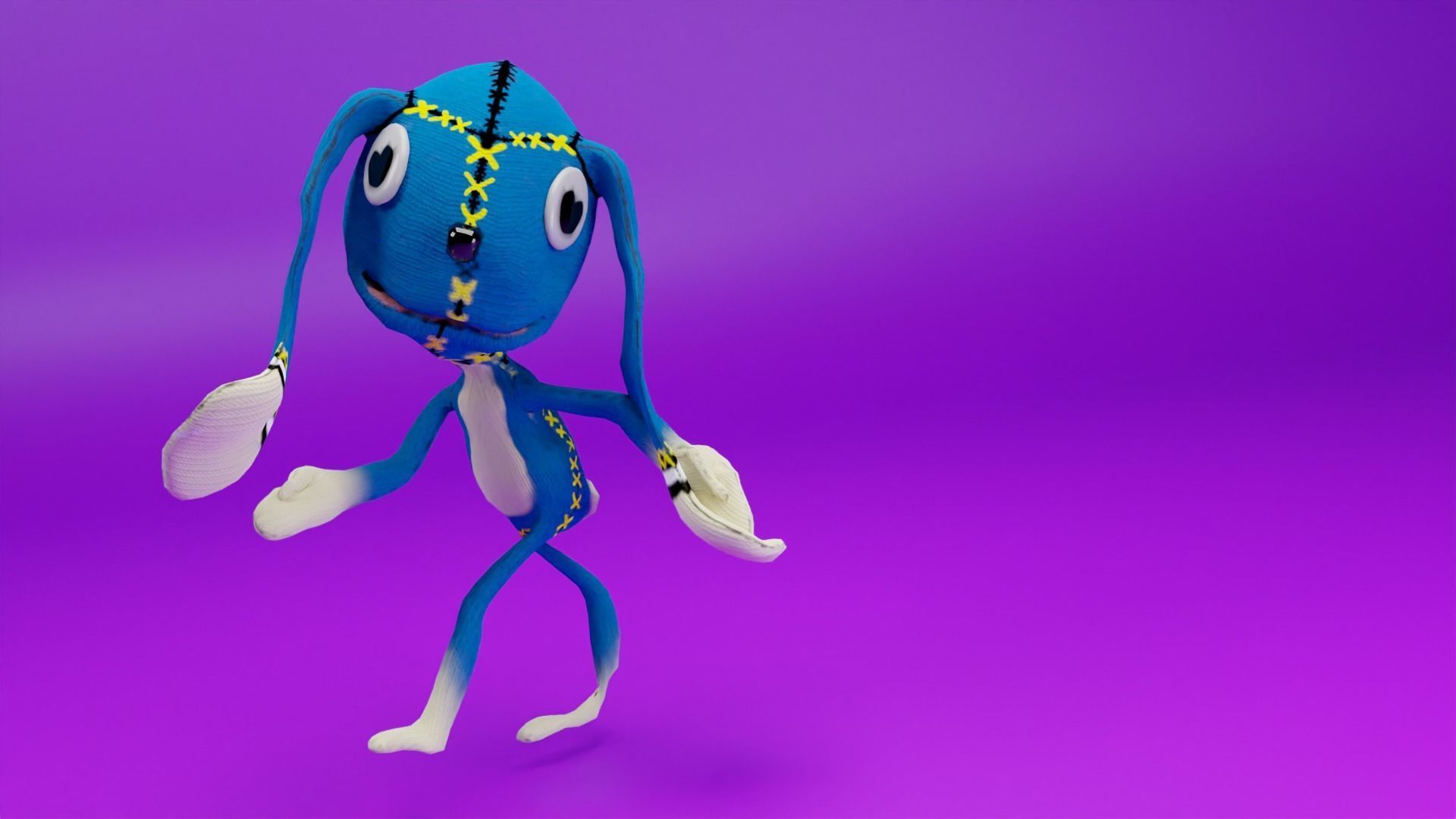 Game Ready Drug and Drop Rabbit Doll Low-poly 3D model_7