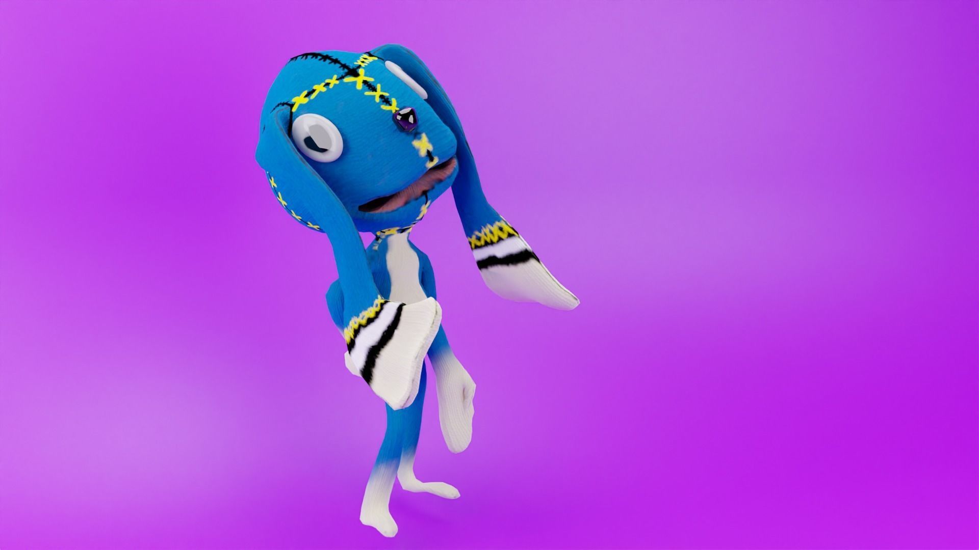 Game Ready Drug and Drop Rabbit Doll Low-poly 3D model_4