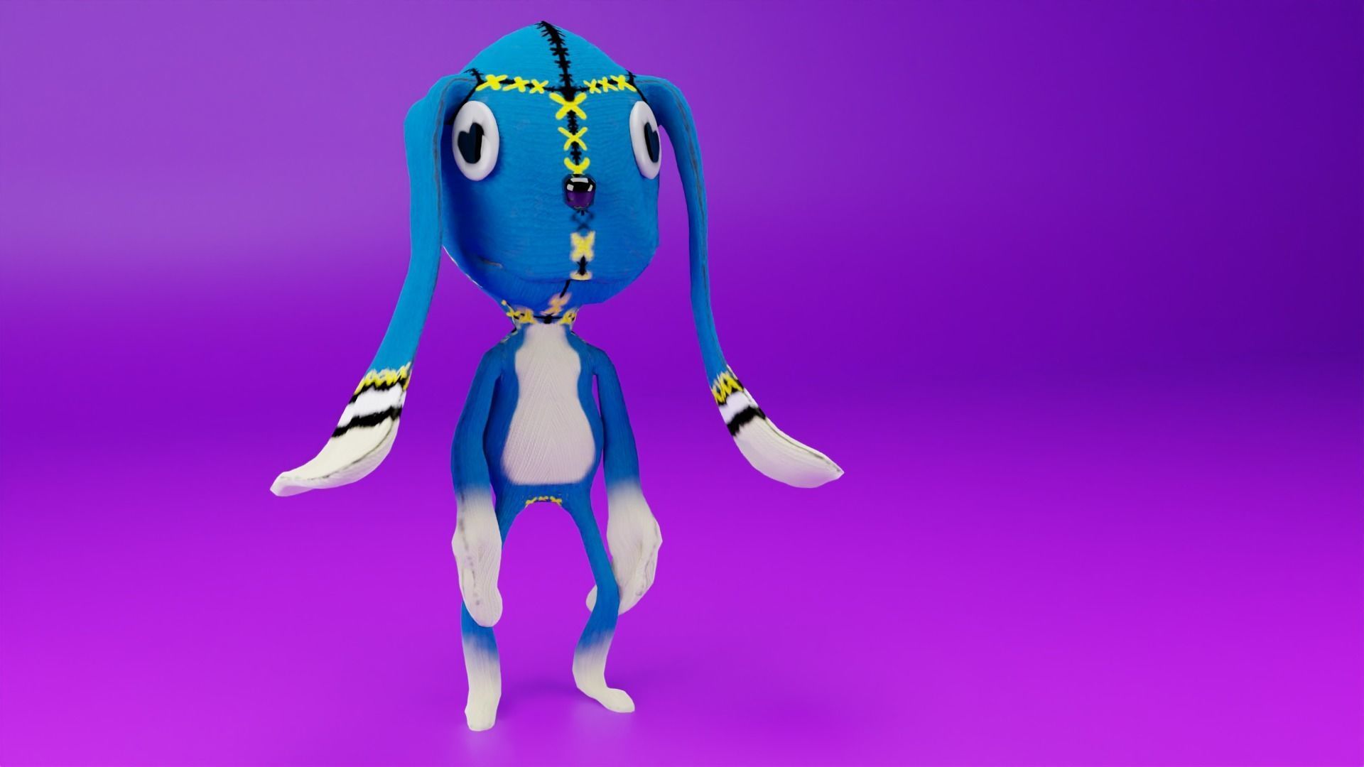 Game Ready Drug and Drop Rabbit Doll Low-poly 3D model_2