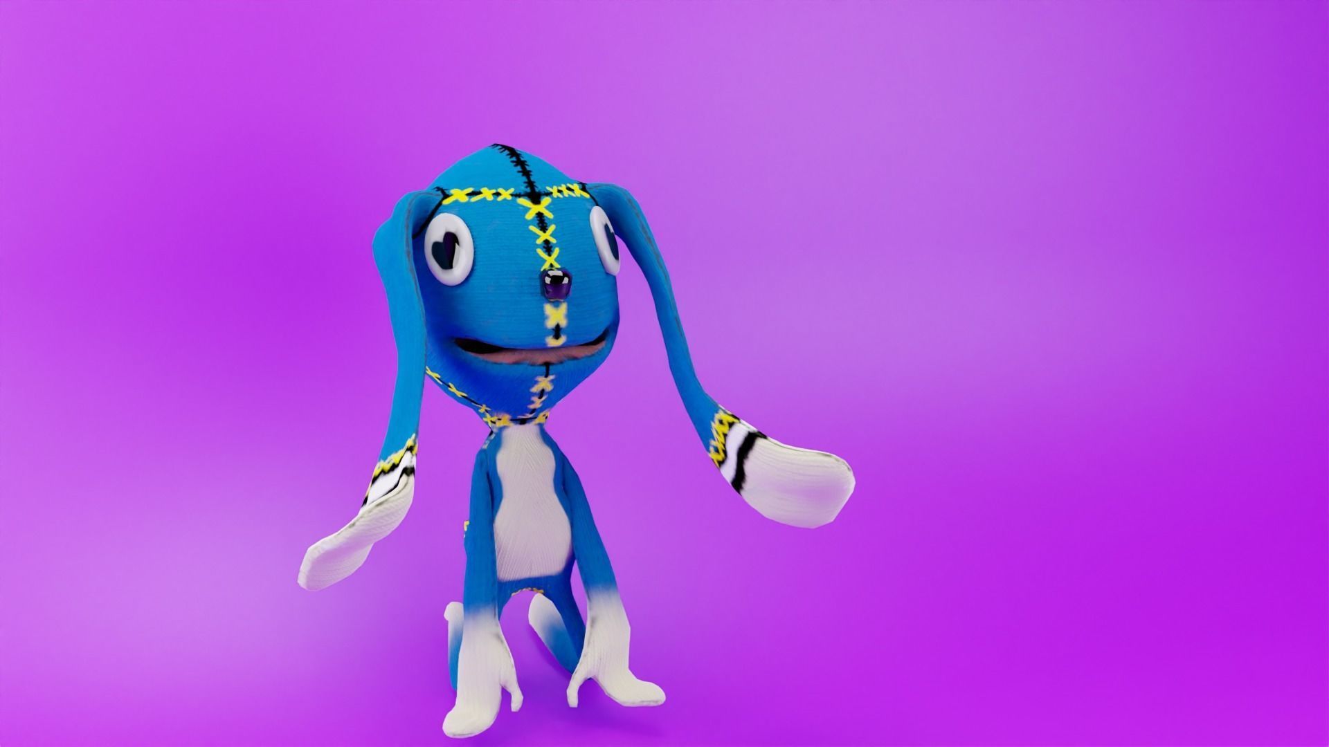 Game Ready Drug and Drop Rabbit Doll Low-poly 3D model_3