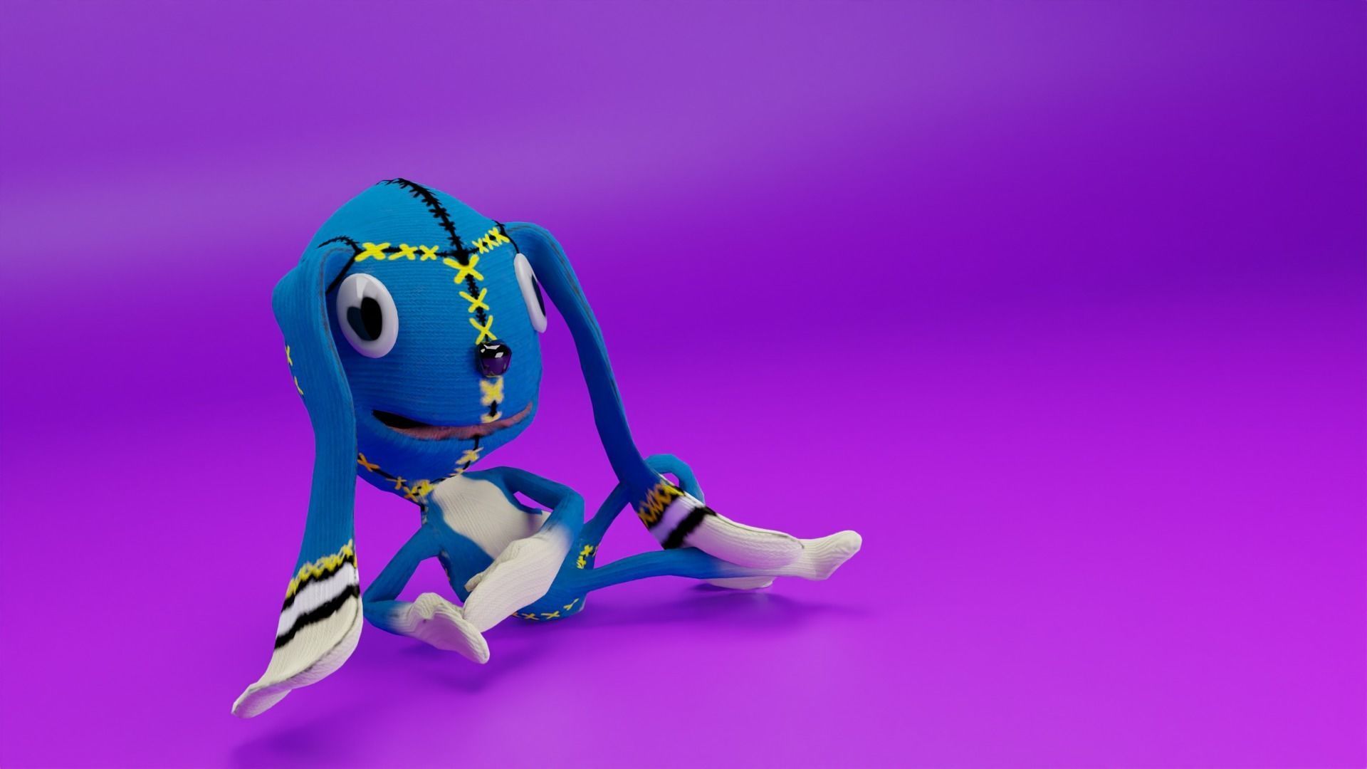 Game Ready Drug and Drop Rabbit Doll Low-poly 3D model_5