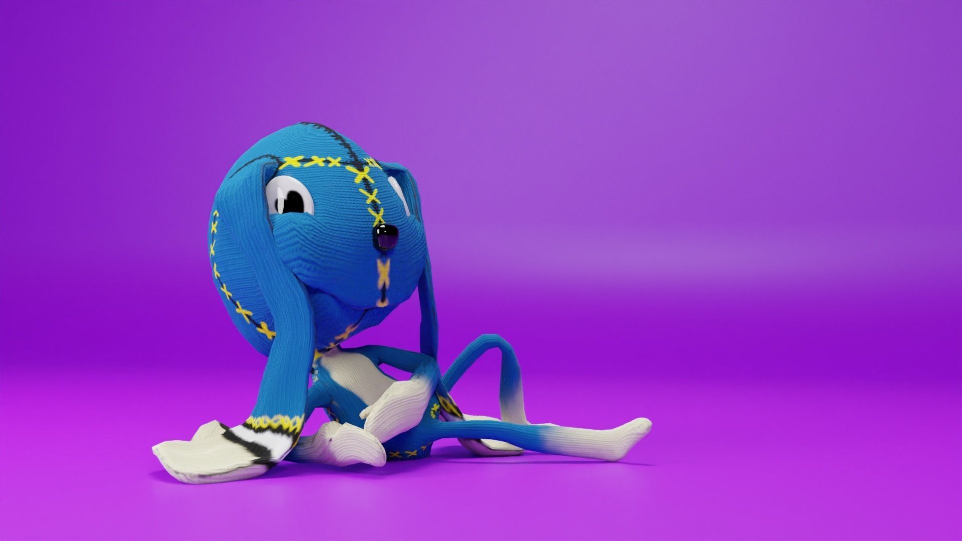 Game Ready Drug and Drop Rabbit Doll Low-poly 3D model_9