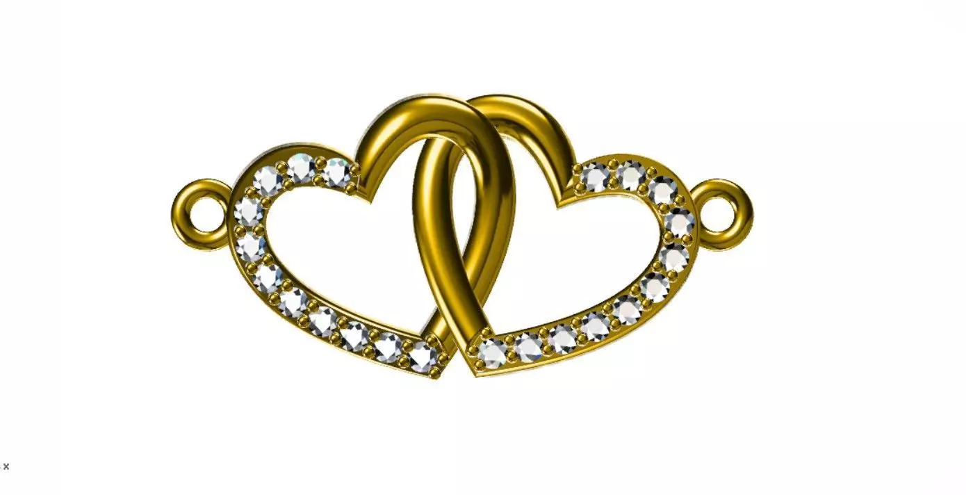 Twin heart pendant 3D print model_0