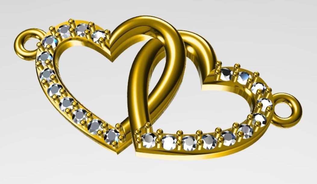 Twin heart pendant 3D print model_1