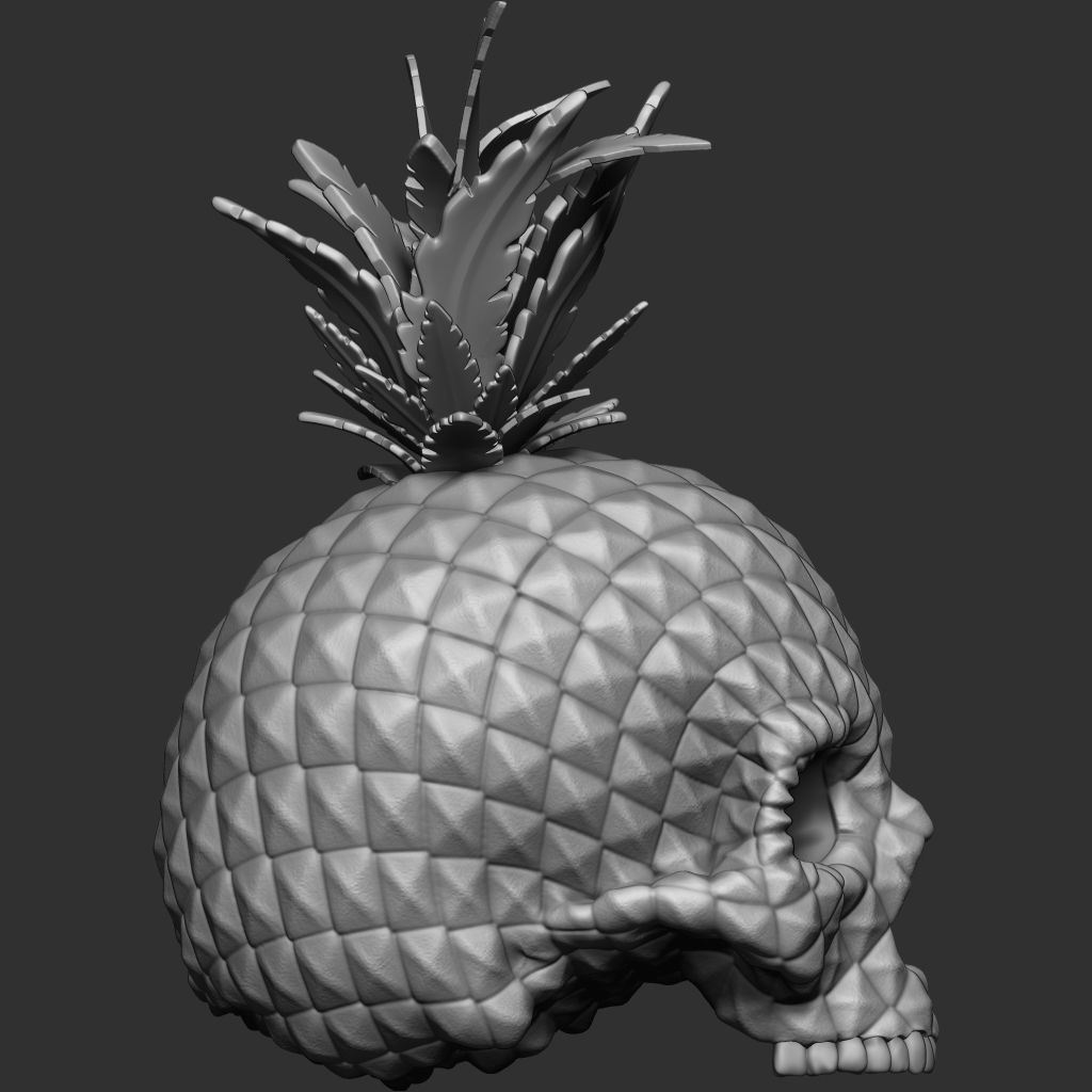 Pineapple skull 3D print model_1