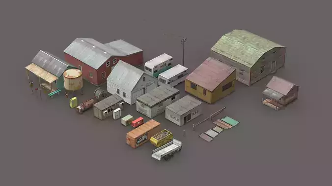 Lowpoly Buildings Collection and structures