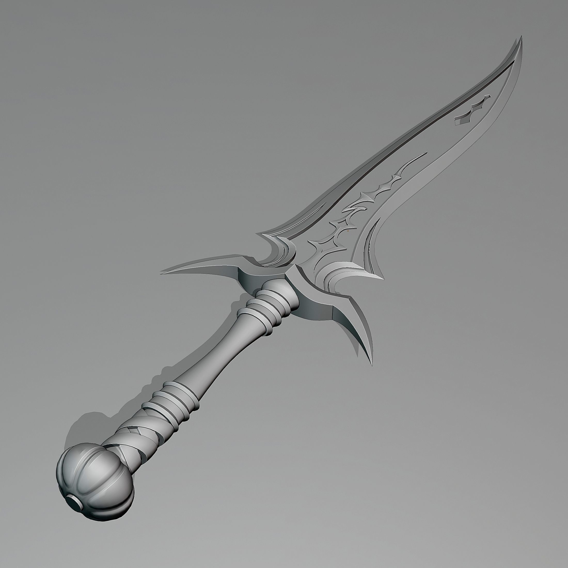 Combat knife in fantasy style Low-poly 3D model_5