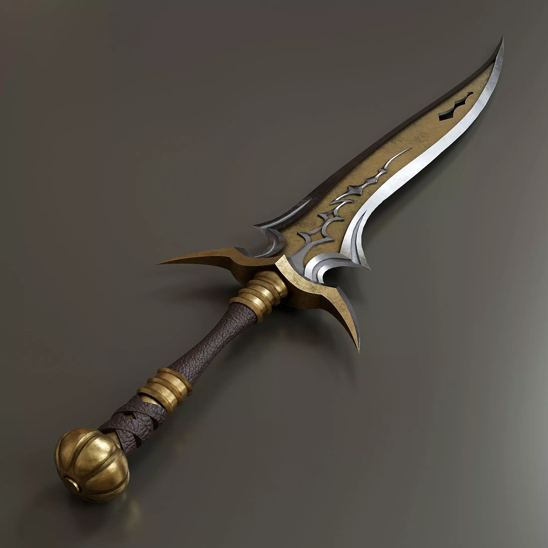 Combat knife in fantasy style Low-poly 3D model_0