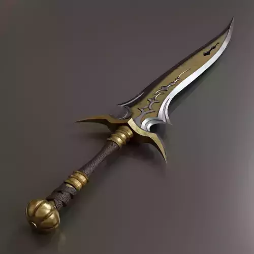 Combat knife in fantasy style Low-poly 3D model