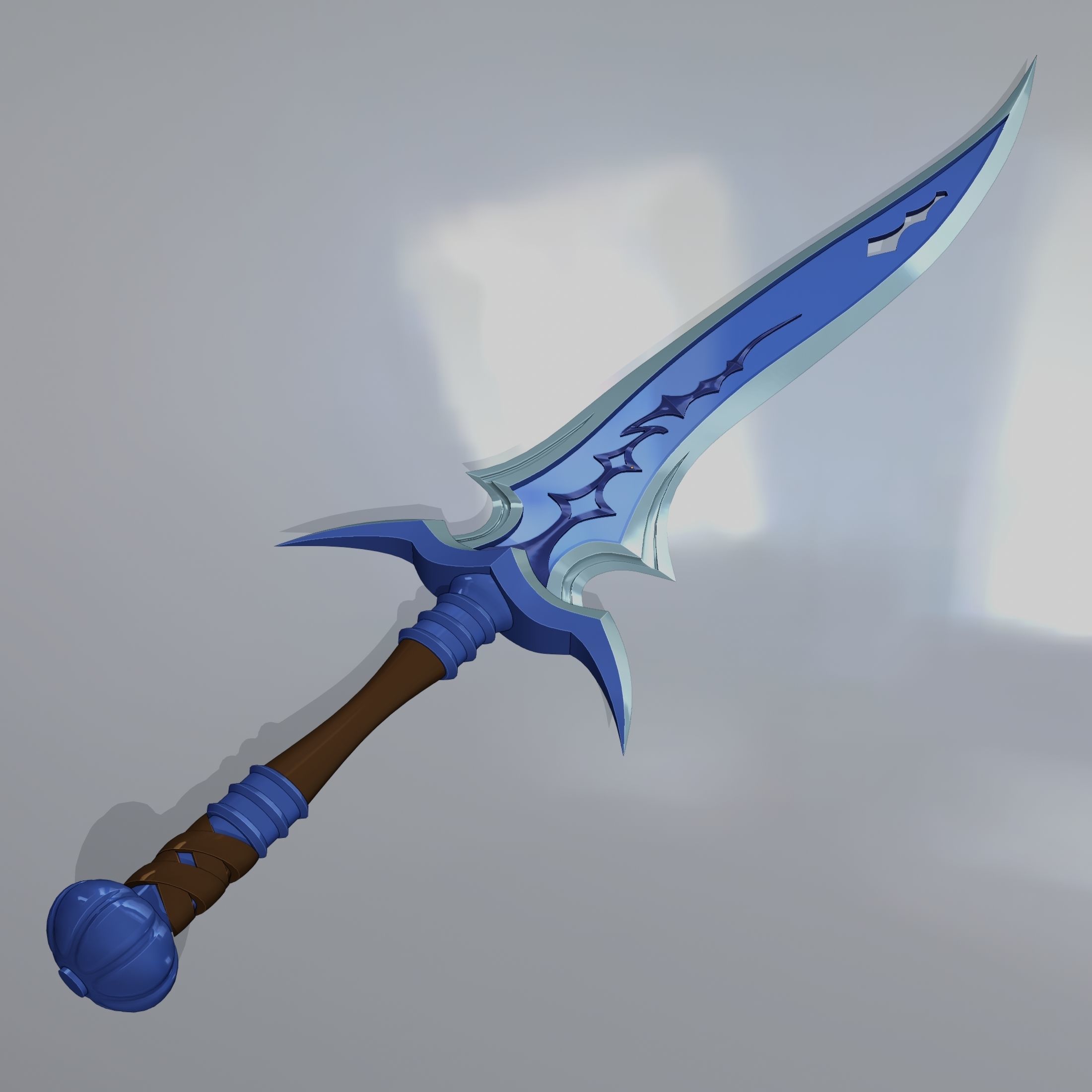 Combat knife in fantasy style Low-poly 3D model_6