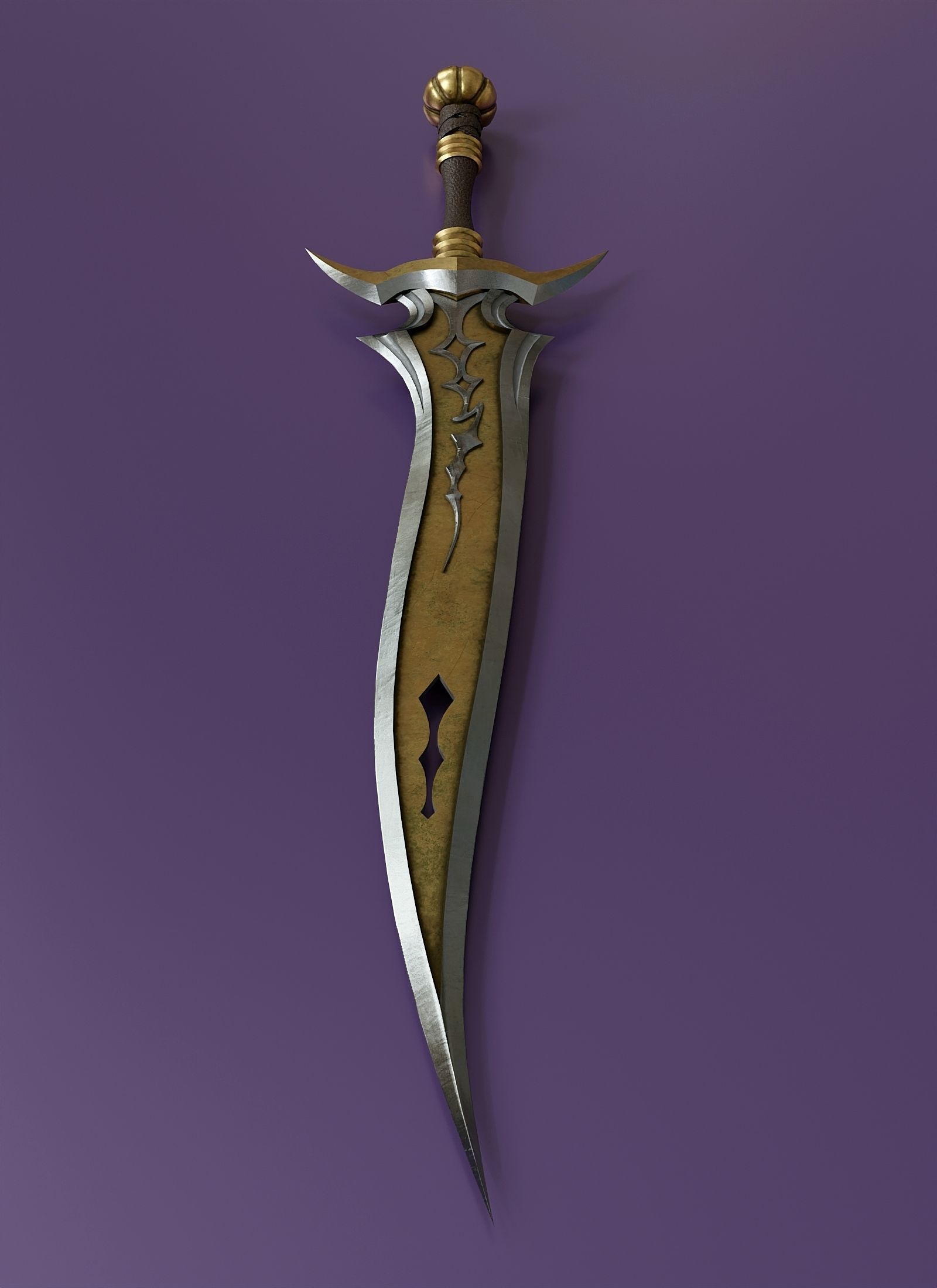 Combat knife in fantasy style Low-poly 3D model_3