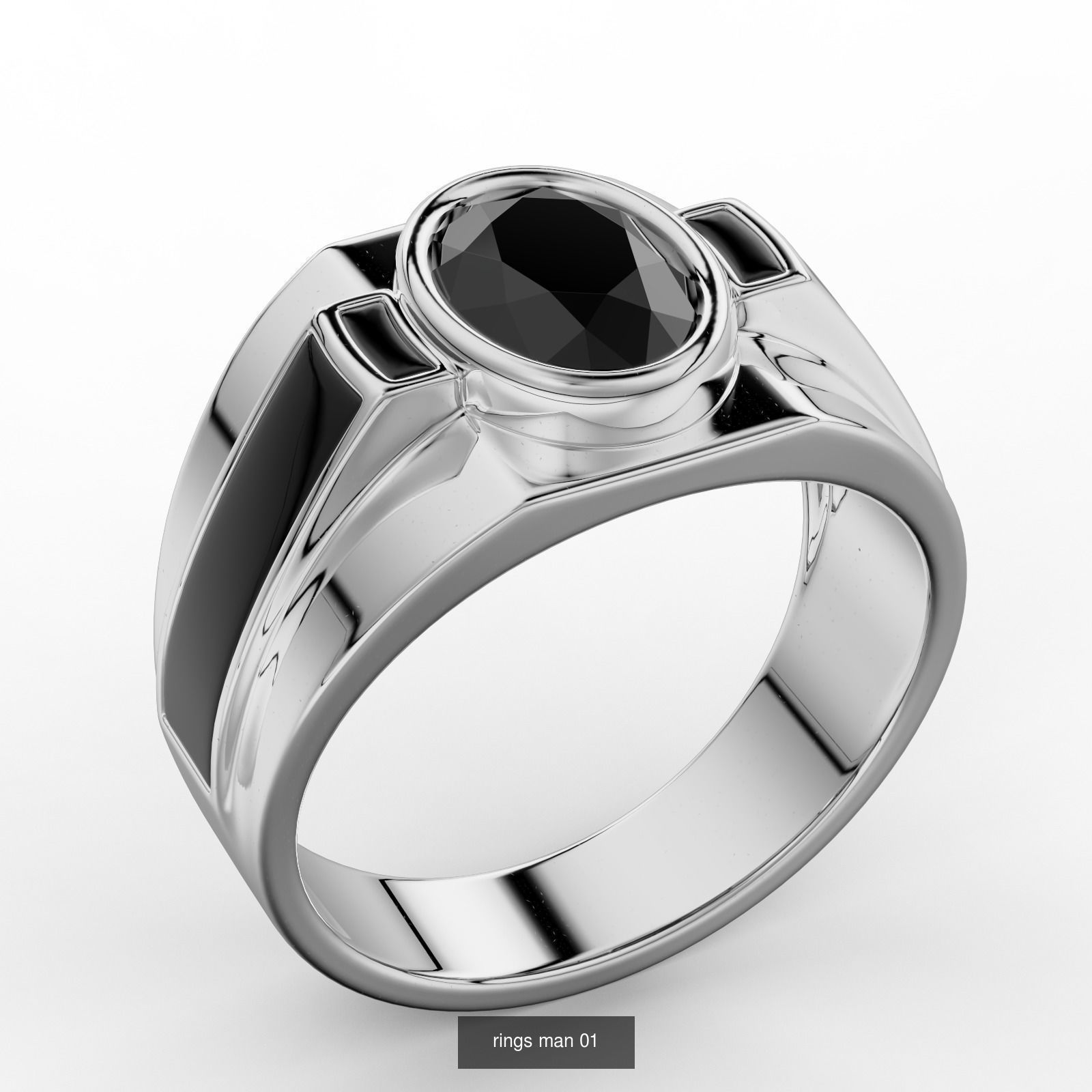 Collection of men rings with stones and enamel _1