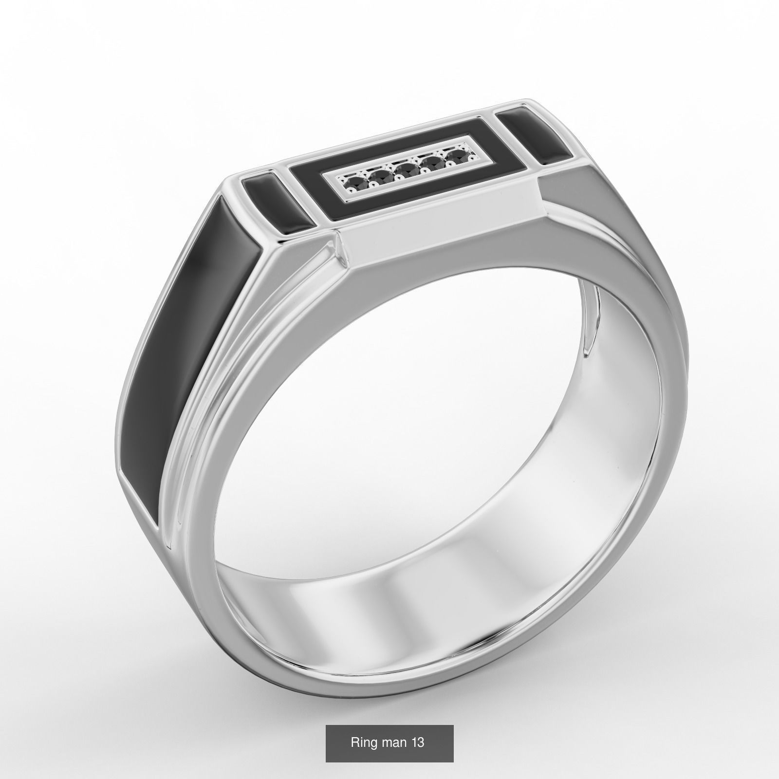 Collection of men rings with stones and enamel _13