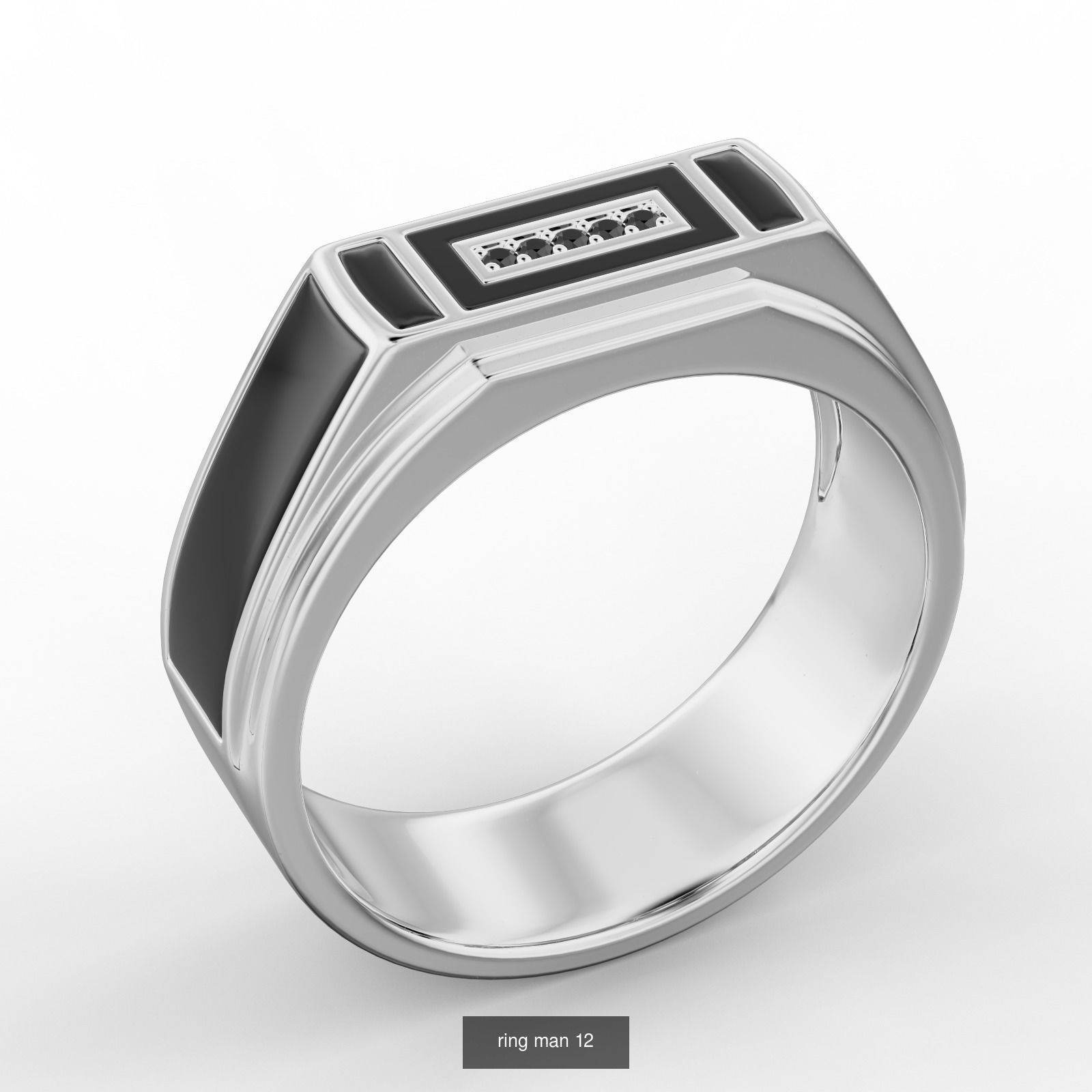 Collection of men rings with stones and enamel _12