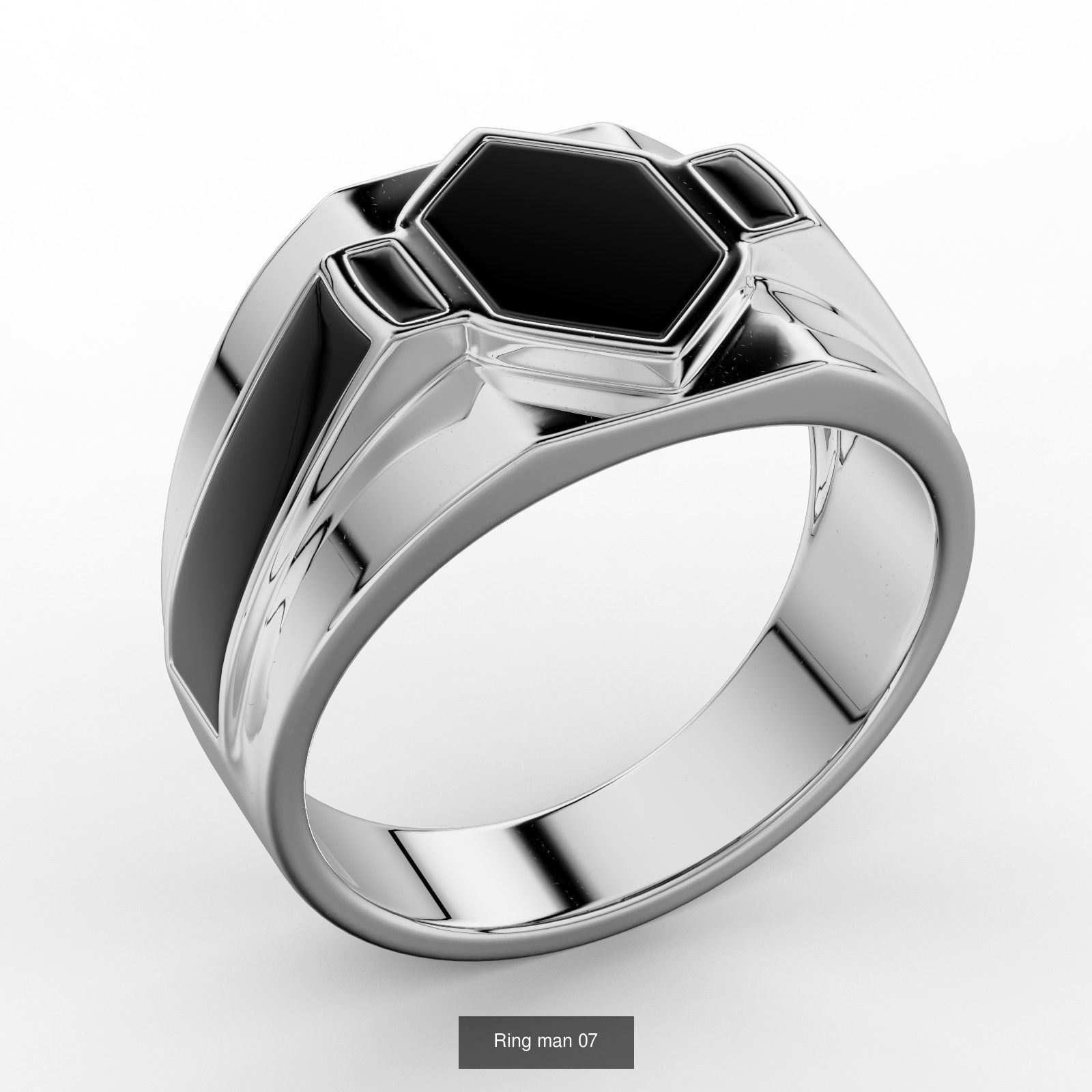 Collection of men rings with stones and enamel _7