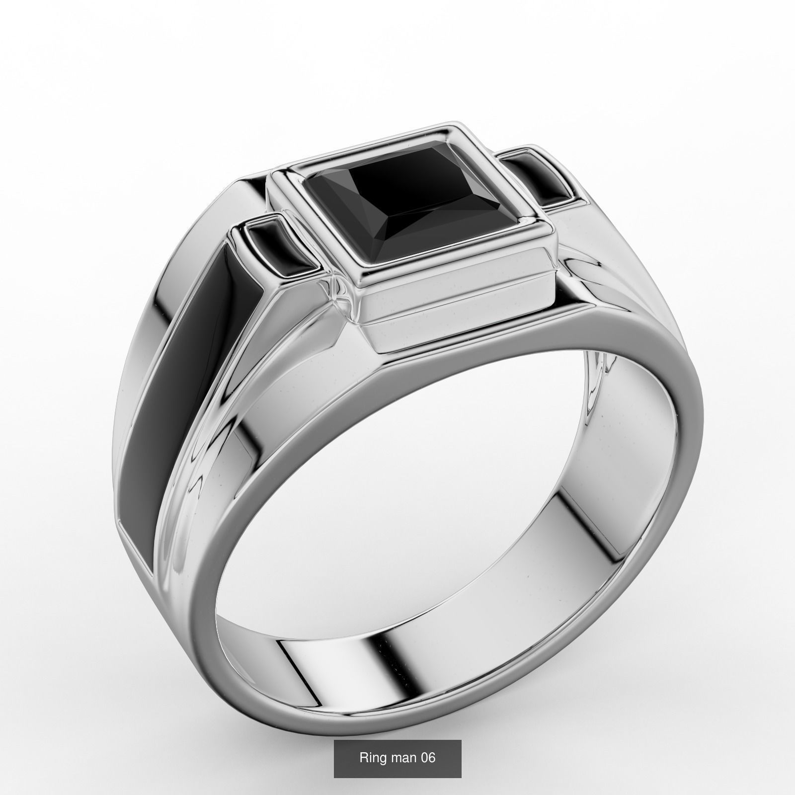 Collection of men rings with stones and enamel _6