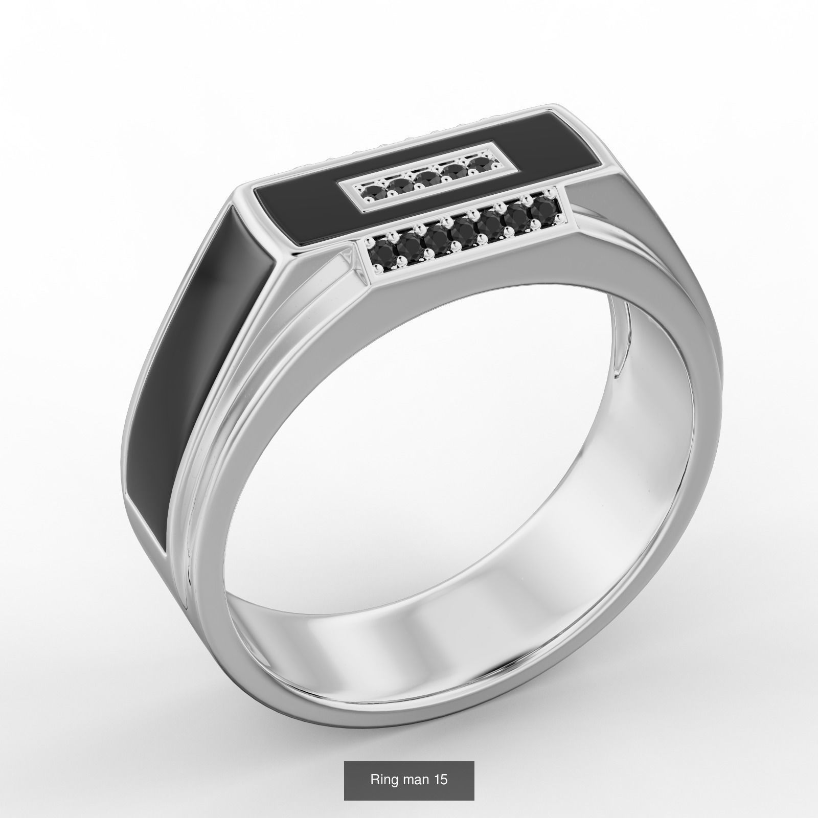 Collection of men rings with stones and enamel _15