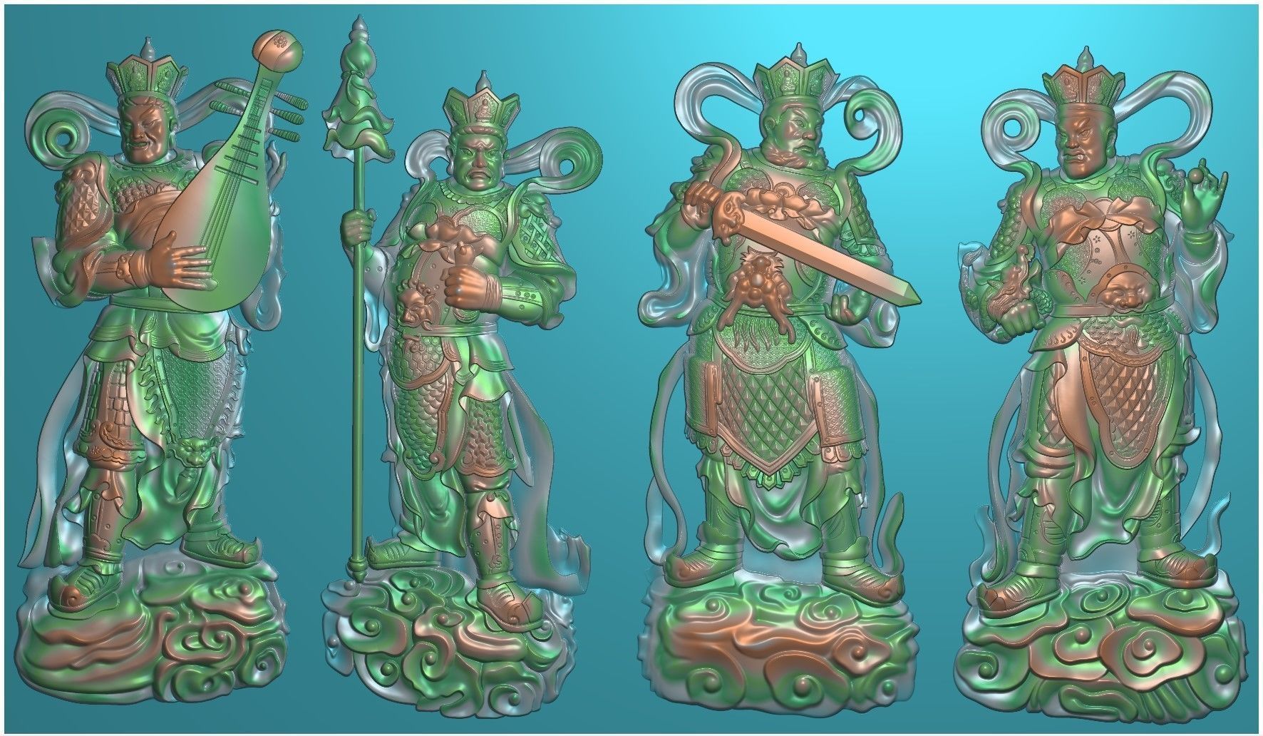 Sculpture of the Four Heavenly Kings 3D print model_3