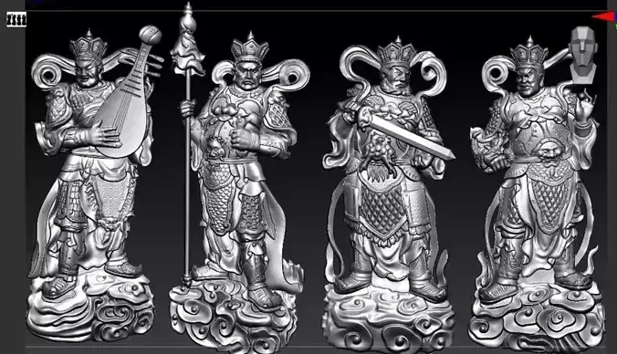 Sculpture of the Four Heavenly Kings 3D print model