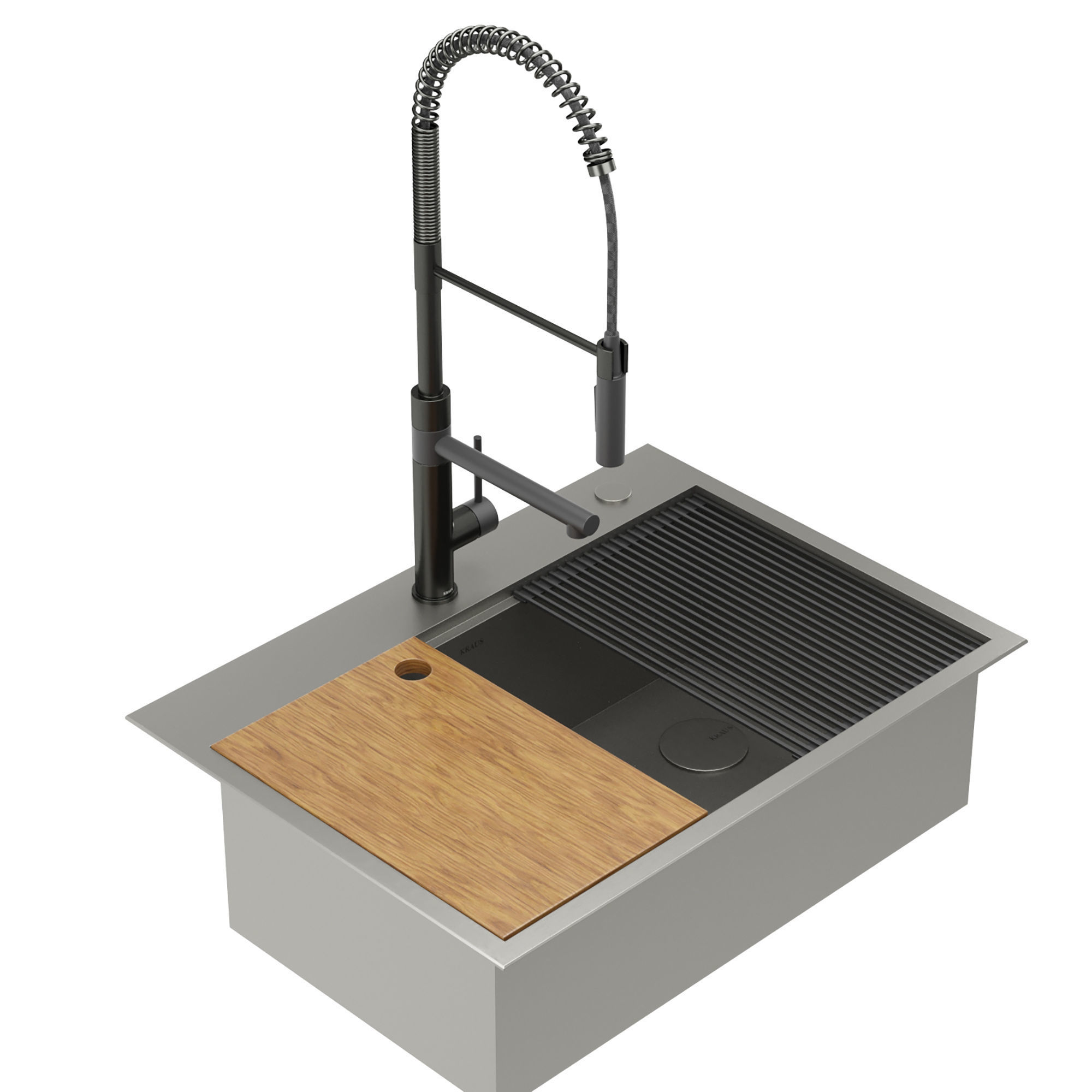 KRAUS Workstation Single Bowl Kitchen Sink 3D model_1