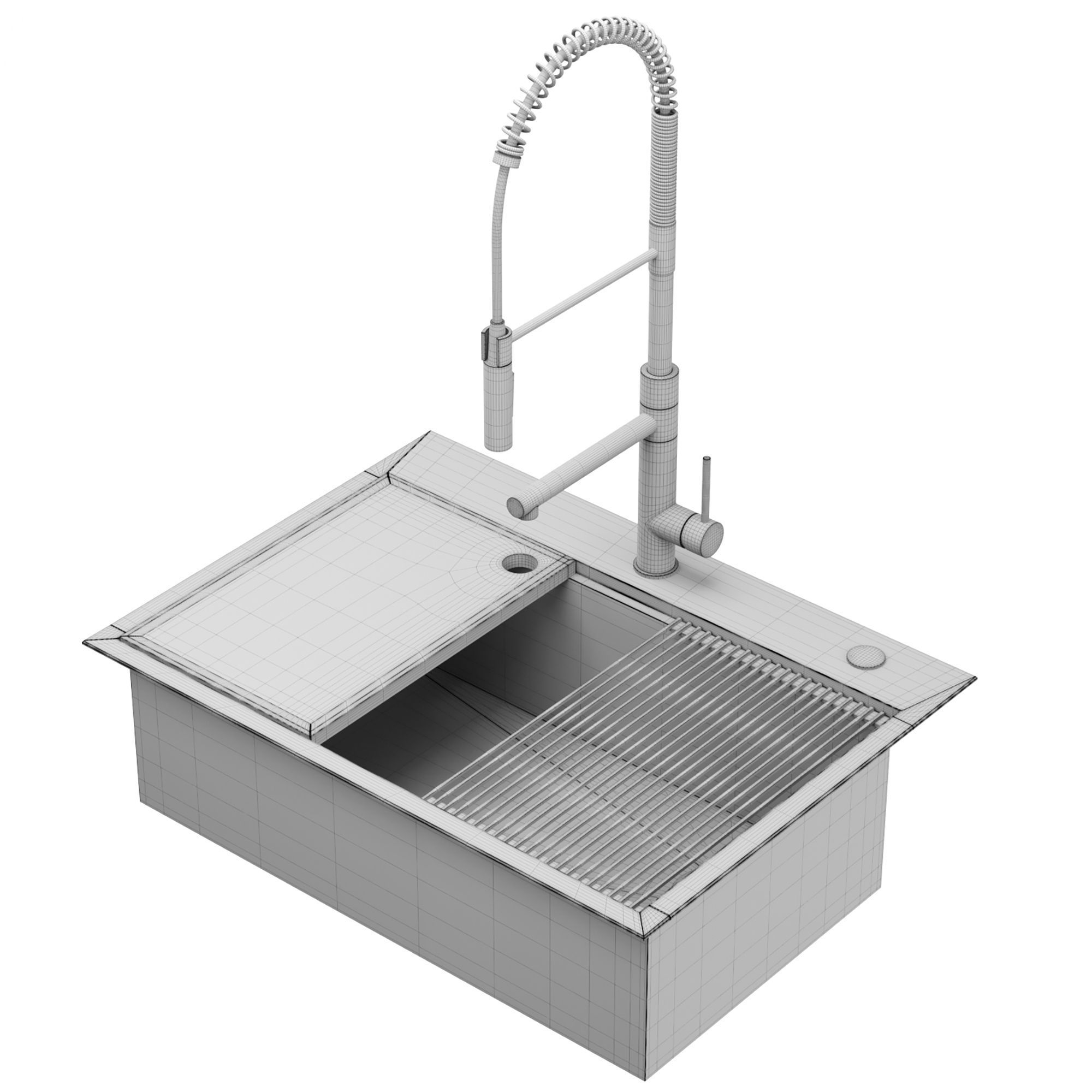 KRAUS Workstation Single Bowl Kitchen Sink 3D model_7