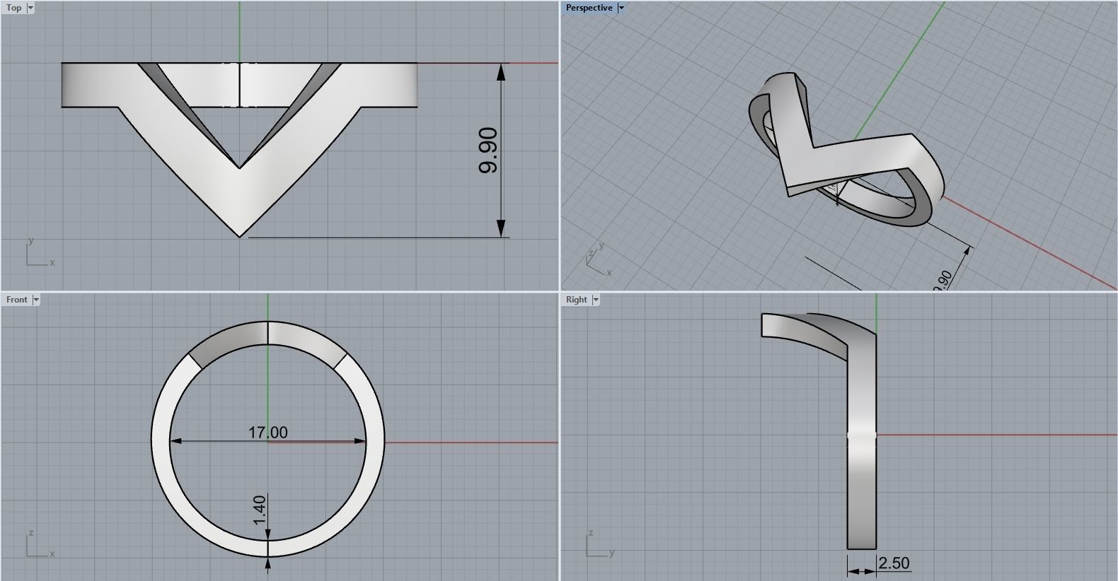 V ring model 332 3D print model_4