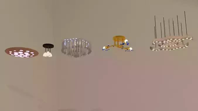 5 chandeliers set light fixture made of paper