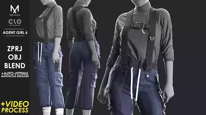 Agent Girl 6 - Marvelous Designer with Video Process 3D model