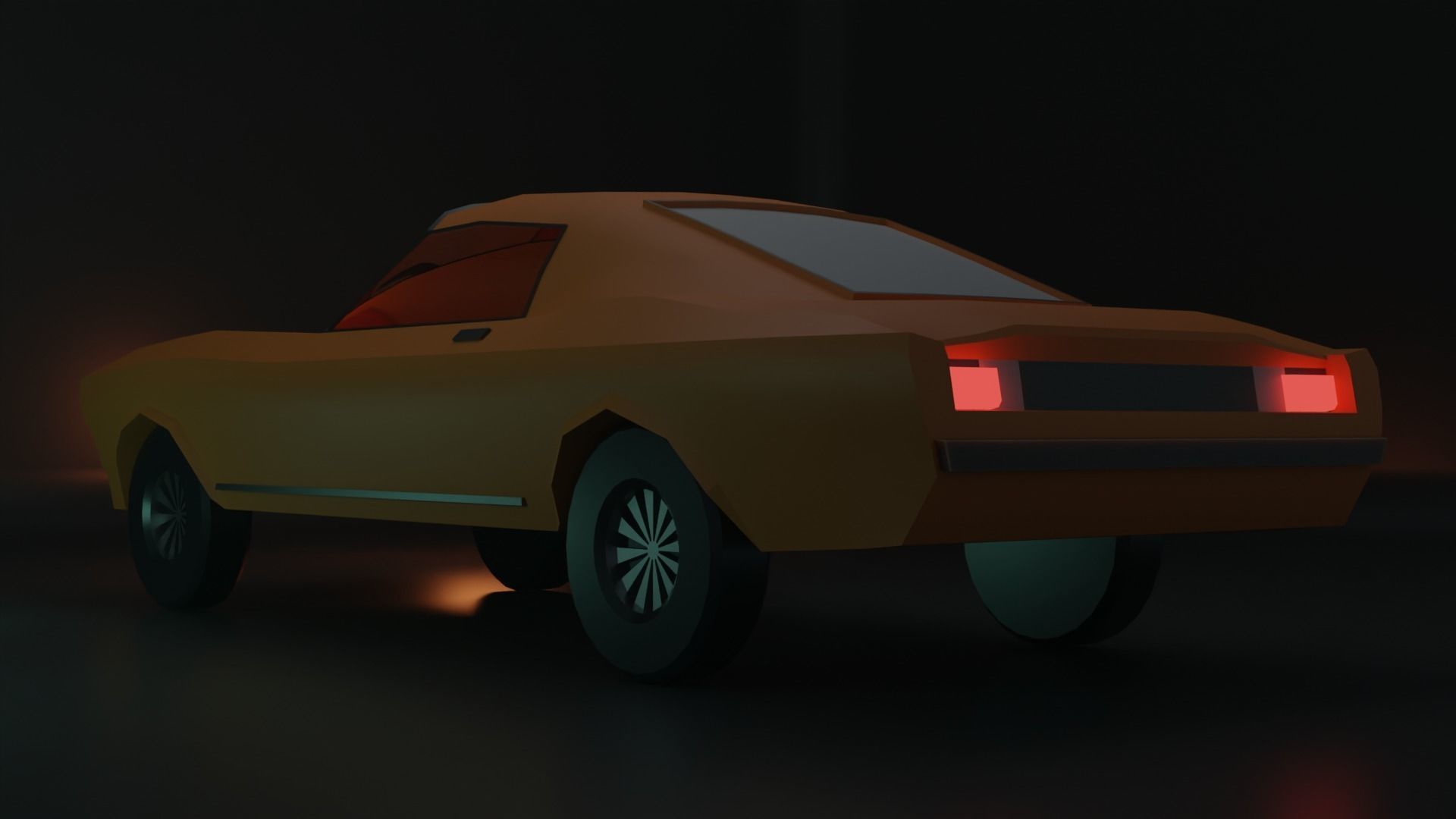 Low Poly Car orange Free low-poly 3D model_1