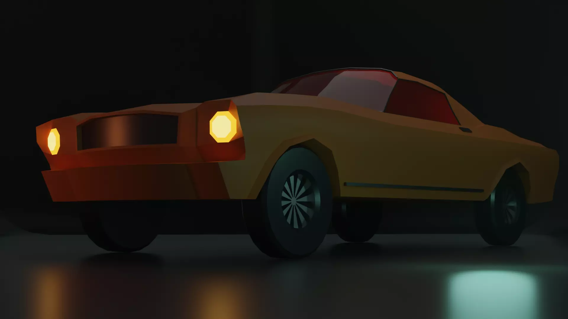 Low Poly Car orange Free low-poly 3D model_0