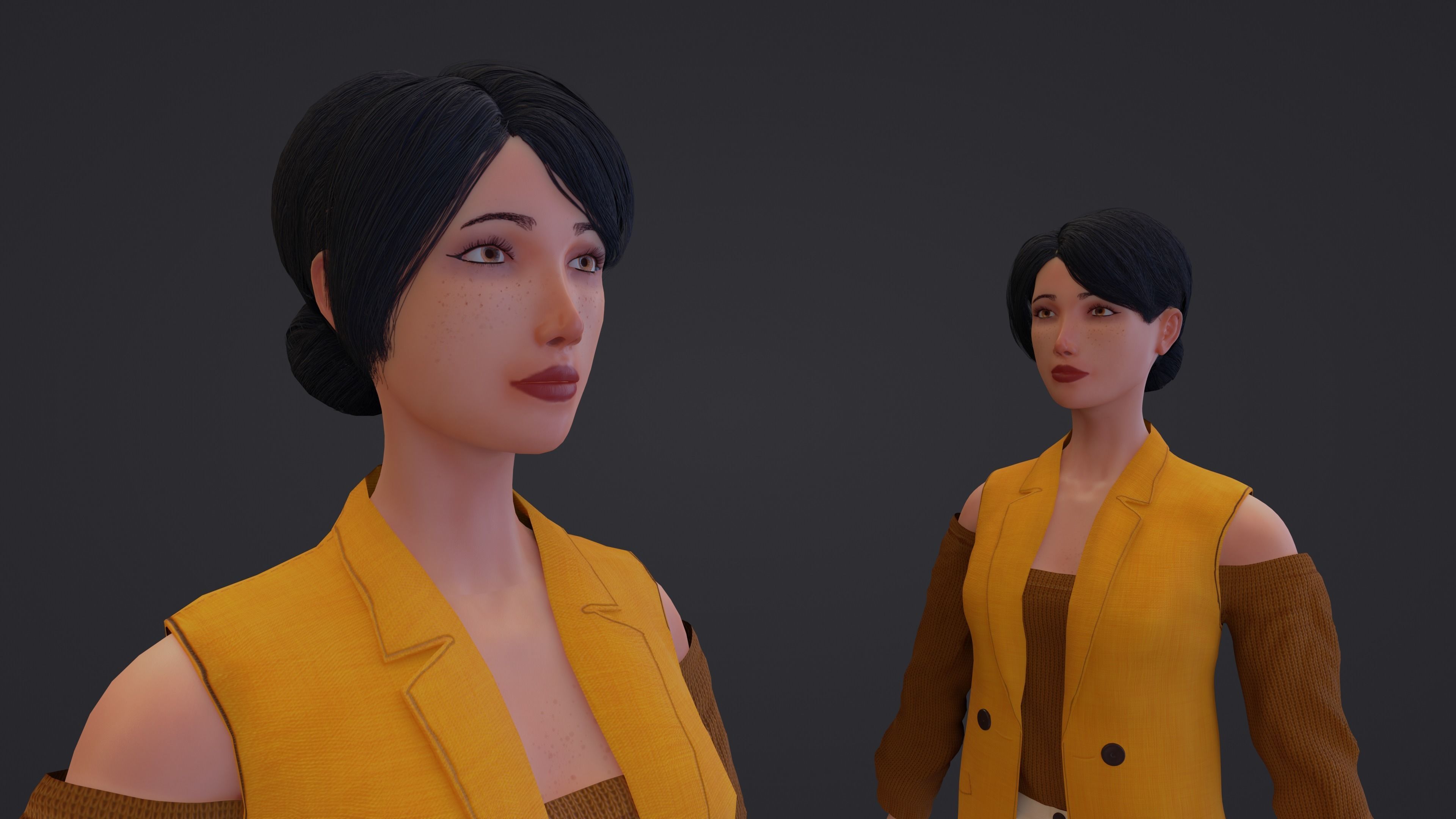 stylized character Free low-poly 3D model_3