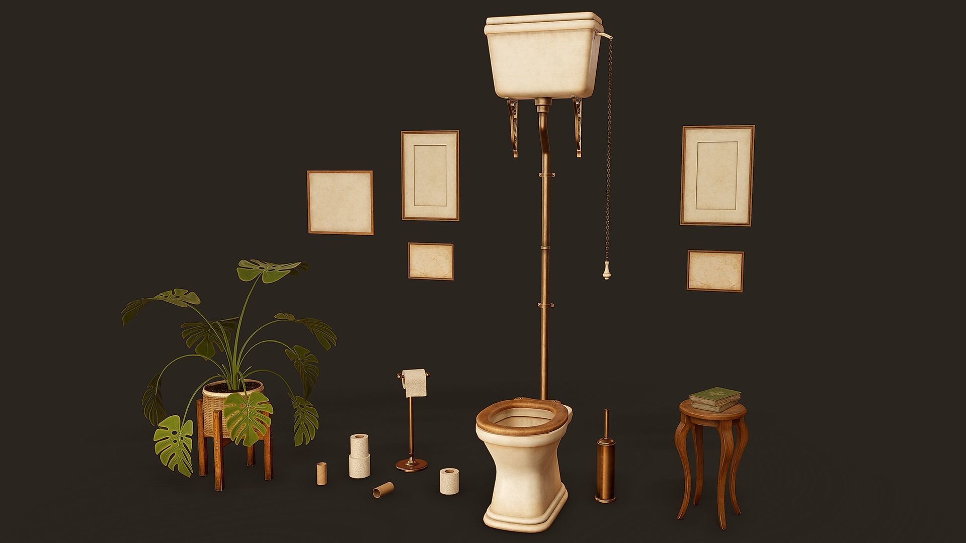 Victorian Bathroom Props Pack Low-poly 3D model_4