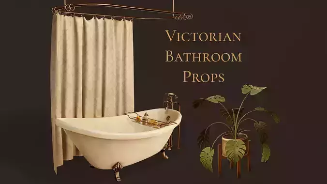 Victorian Bathroom Props Pack Low-poly 3D model