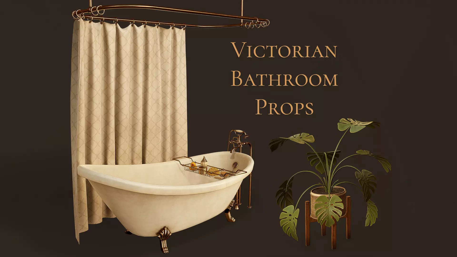 Victorian Bathroom Props Pack Low-poly 3D model_0
